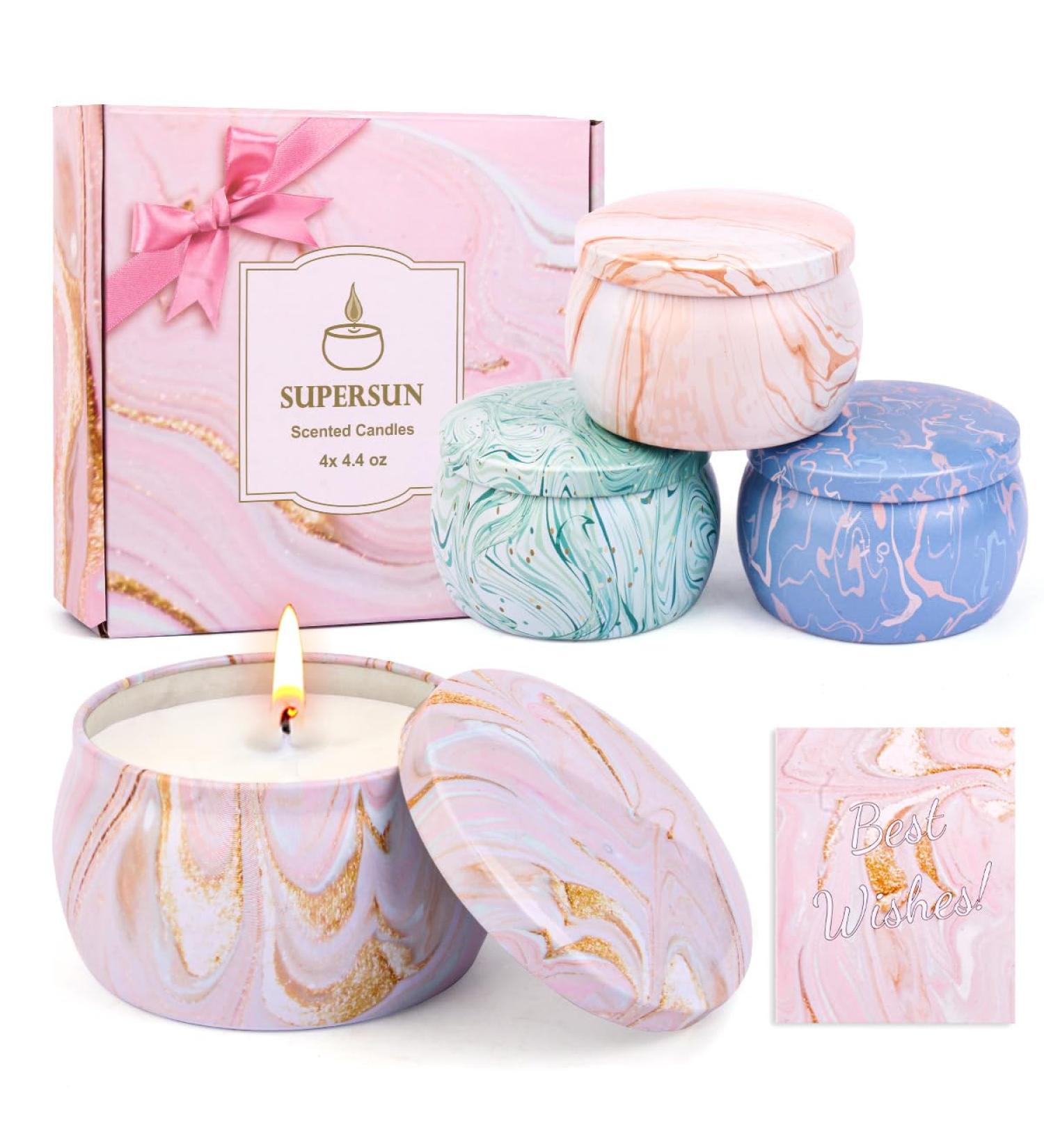 Soy Candle Gifts for Women | Aromatherapy Candle Set - 4 Pack Lavender Vanilla Lemon Fig | 120H Burning Time | Perfect for Christmas Birthday & Valentine's Day - Buy Online on GoSupps.com