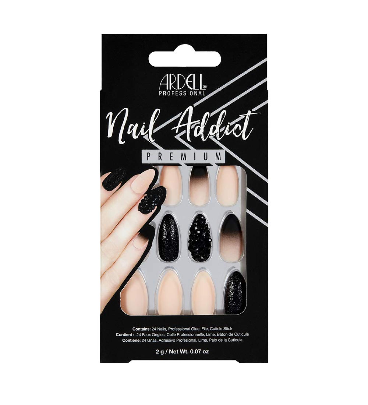 Ardell Nail Addict Premium Black Stud & Pink Ombre - 0.07 oz (2g) - Trendy Nail Art - Buy Online on GoSupps.com