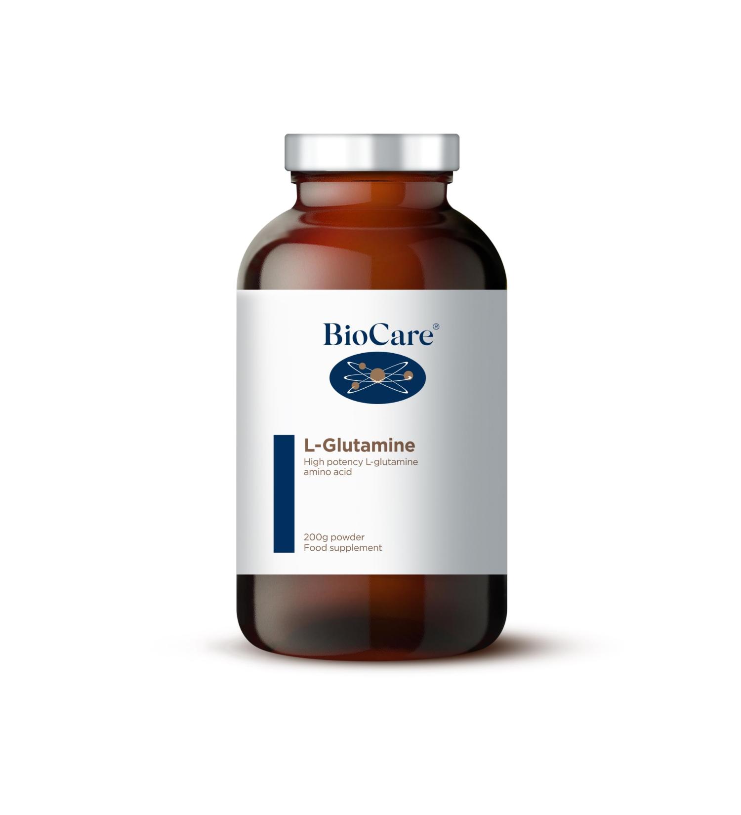 BioCare L-Glutamine Powder 200g - Vegetarian & Vegan Friendly | 40 Days' Supply - Buy Online on GoSupps.com