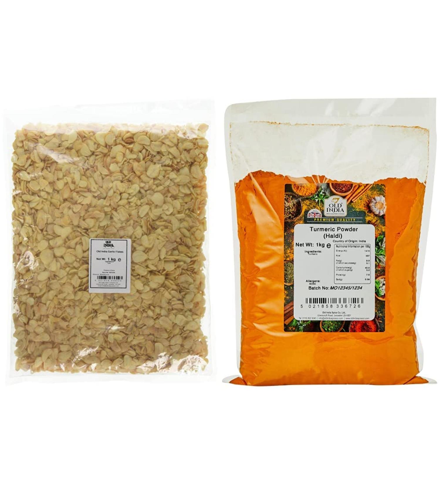 Old India Garlic Flakes 1 Kg & Turmeric Powder (Haldi) 1 Kg + Turmeric Powder Garlic 1 kg (Pack of 1) - Buy Online on GoSupps.com
