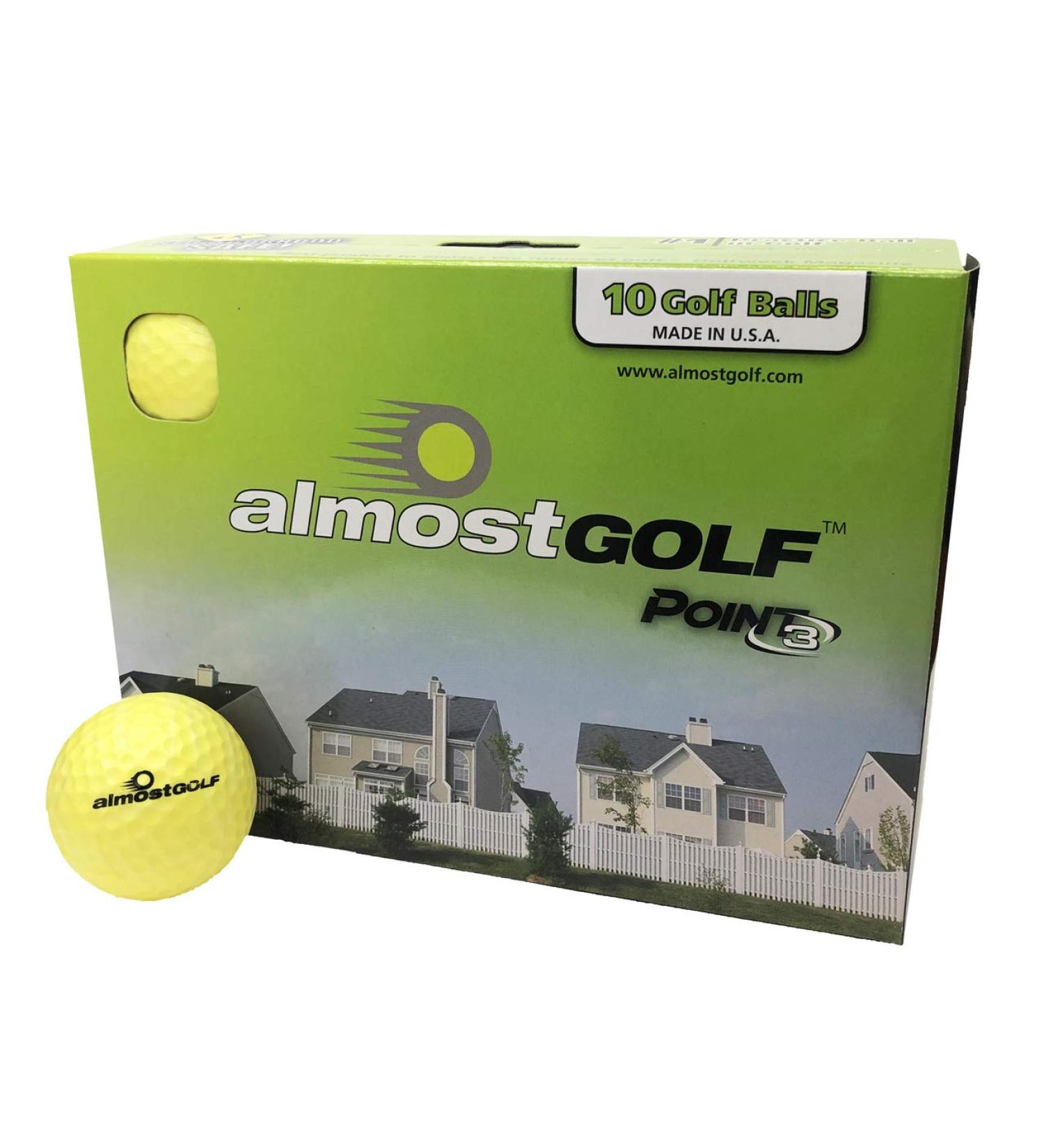 AlmostGolf Best Practice Golf Balls 10 Pack Yellow with Tees - Perfect for Training, Safe for Indoor Use - Buy Online on GoSupps.com