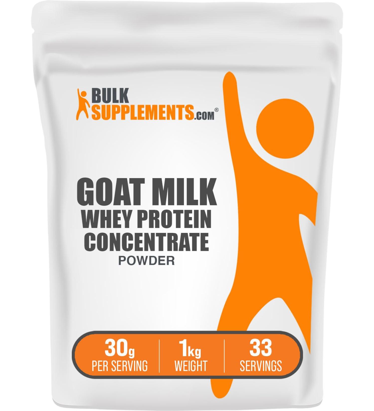 BulkSupplements.com Goat Milk Whey Protein Concentrate Powder - Goat Whey Protein Powder Unflavored & Gluten Free 30g per Serving 1kg (2.2 lbs) (Pack of 1) 2.2 Pound (Pack of 1) - Buy Online on GoSupps.com