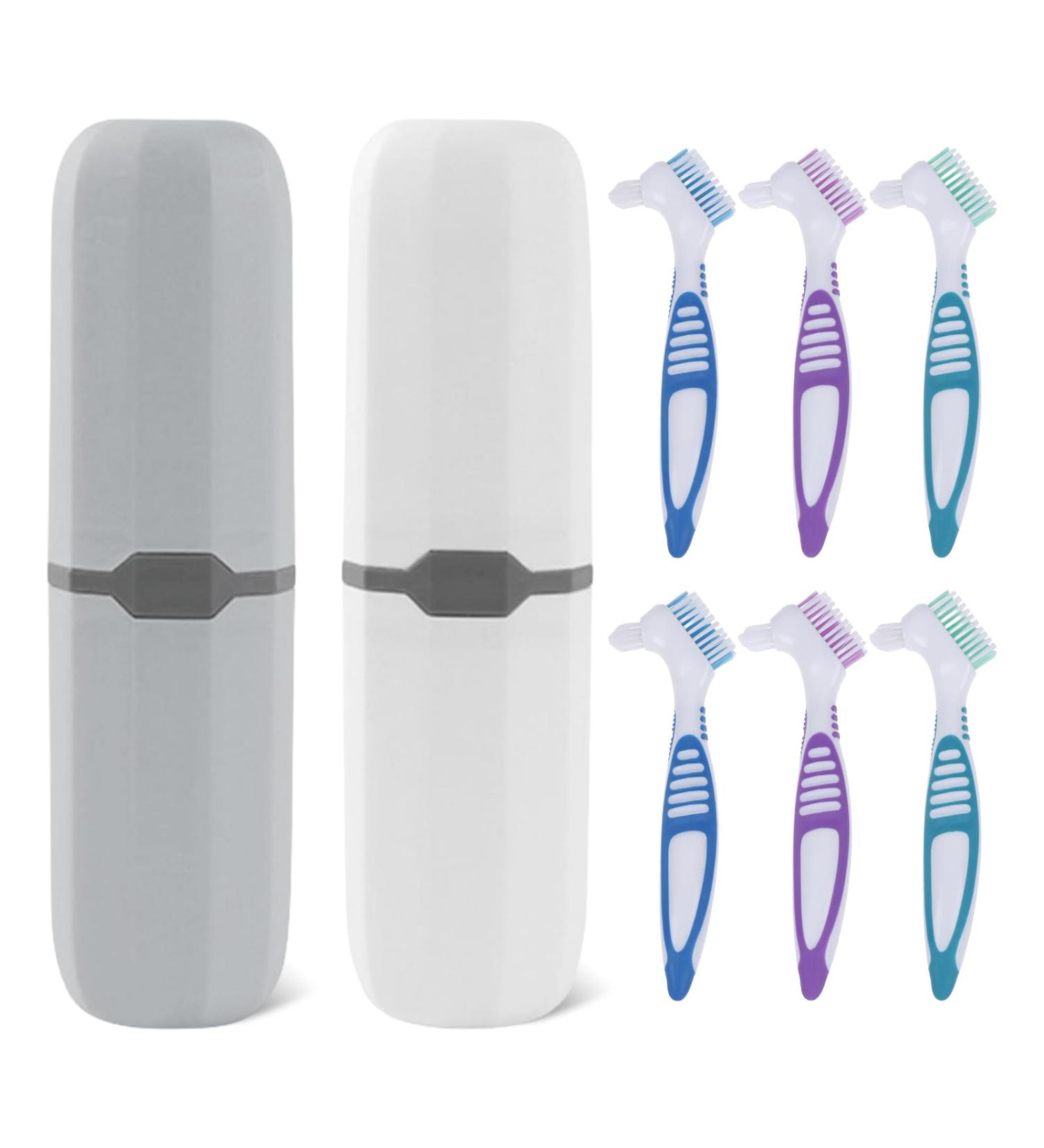 Portable Prosthesis Cleaning Brushes - 6 Pack Denture & Hard Prosthesis Double-Sided Cleaners with Carrying Bags for Artificial Teeth Care - Buy Online on GoSupps.com