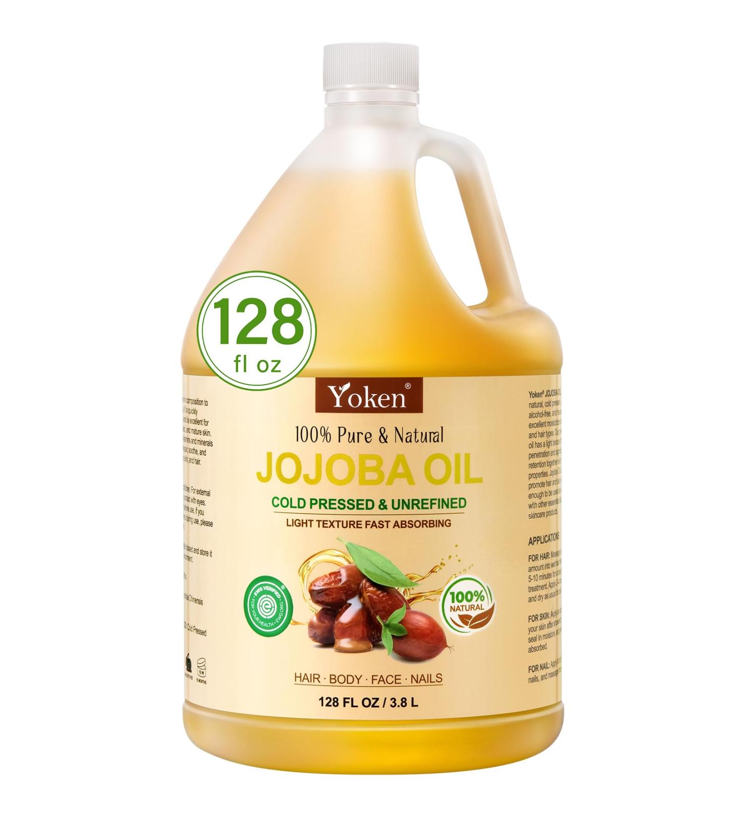 1 Gallon Jojoba Oil EWG Verified - 100% Pure Jojoba Oils Bulk Cold Pressed Unrefined Hexane Free Virgin Golden jojoba Carrier Oil for Hair Skin Massage DIY Natural Body Moisturizer 128 Fl Oz (Pack of 1) - Buy Online on GoSupps.com