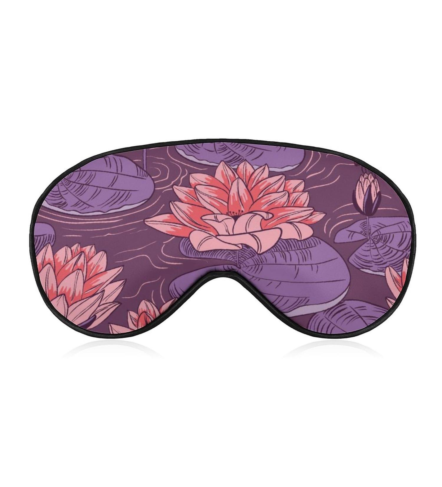 Water Lily and Dragonfly Sleep Mask - Adjustable Eye Cover for Sleeping, Blocking Light - Ideal for Night Travel and Naps - Men and Women - Buy Online on GoSupps.com
