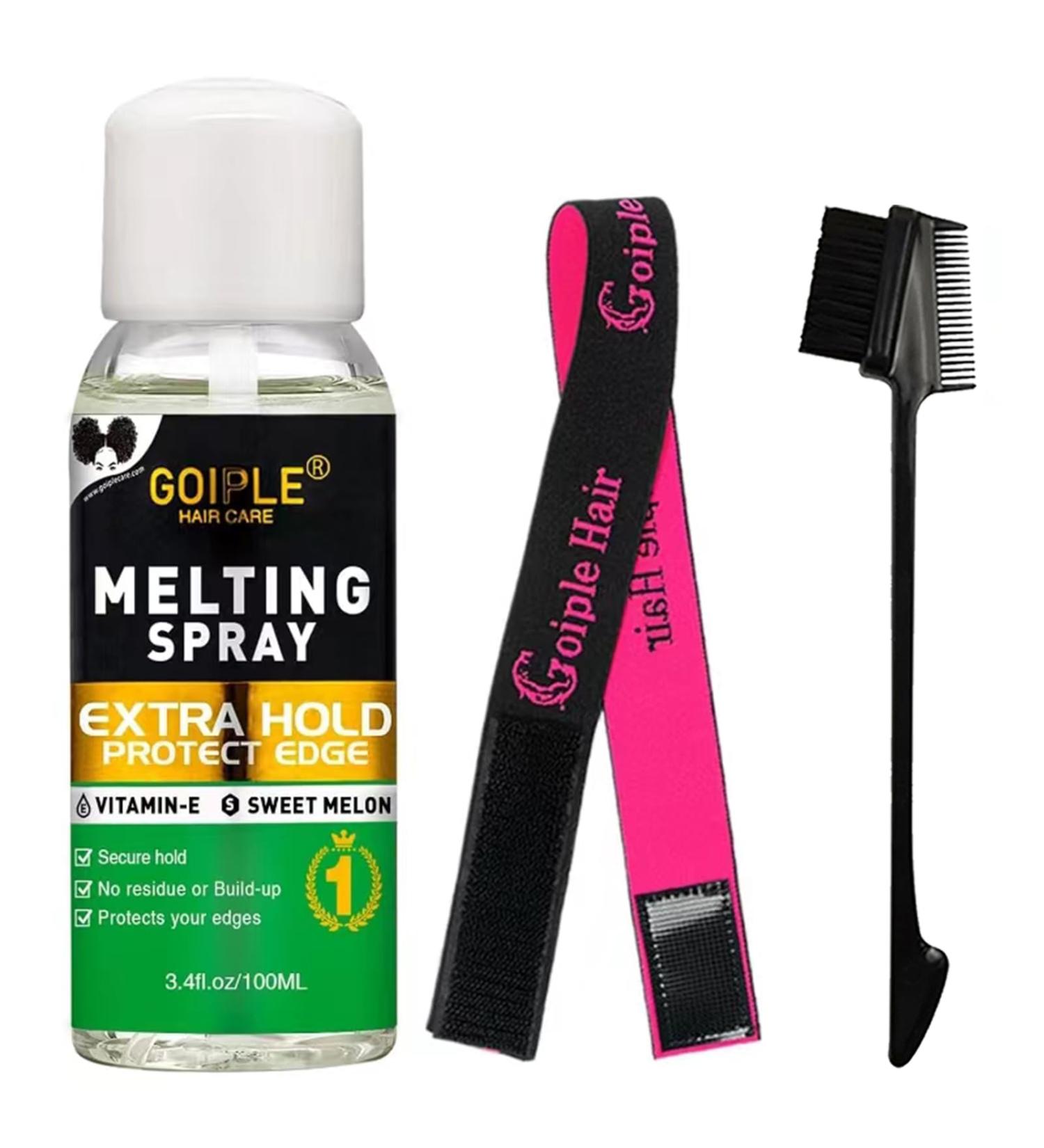 Lace Melting and Holding Spray for Wigs Extra Hold Hair Adhesive for Closures Extensions and Natural Edge Forming - With Edge Brush (3.4oz) - Buy Online on GoSupps.com