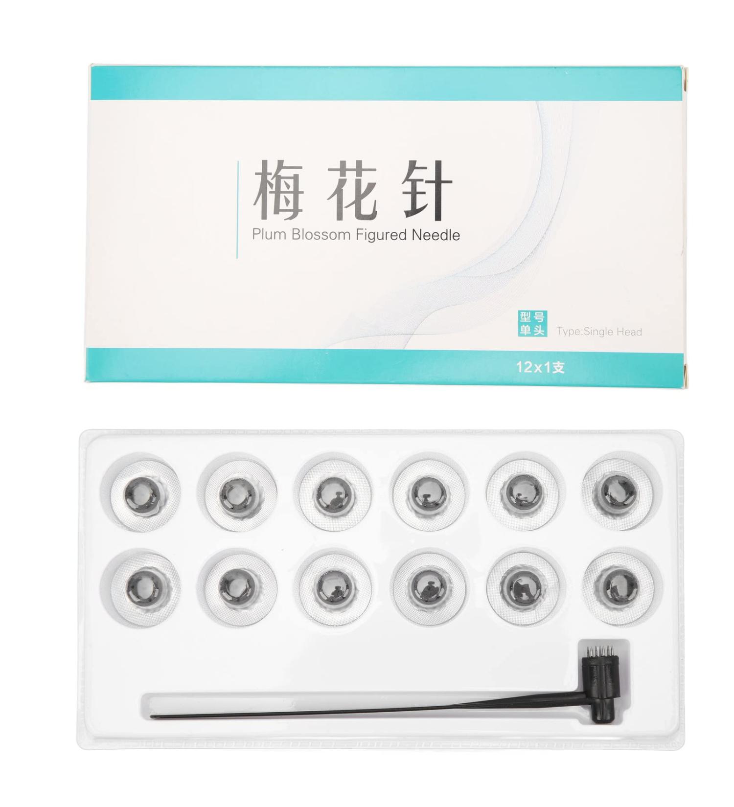 Stainless Steel Hair Needles Set | Plum Flower Skin Hammer with 12 Replacement Heads | TCM Vein Waste Needles for Hair Loss & Physiotherapy - Buy Online on GoSupps.com
