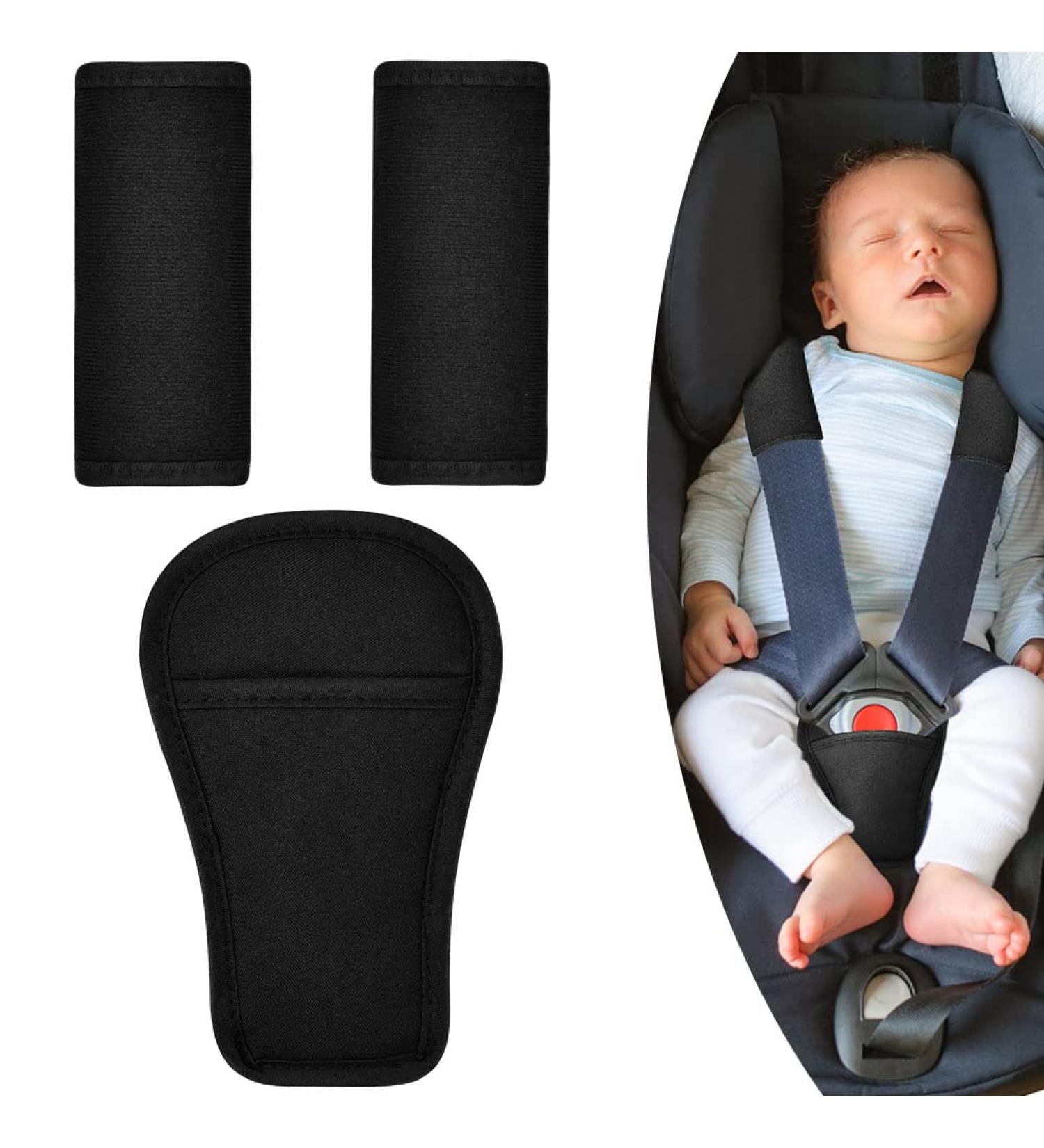 3Pcs AOMIG Baby Shoulder Strap & Crotch Cover Set for Car Seats - Soft Seat Belt Cushion Pad for Pushchair, Stroller & Universal Harness - Buy Online on GoSupps.com