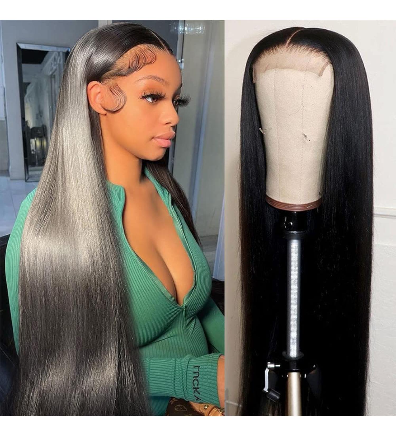 Lace Front Human Hair Wig - Straight Brazilian Virgin Hair, 150% Density, Pre-Plucked with Baby Hair - Natural Color, 30inch - Buy Online on GoSupps.com
