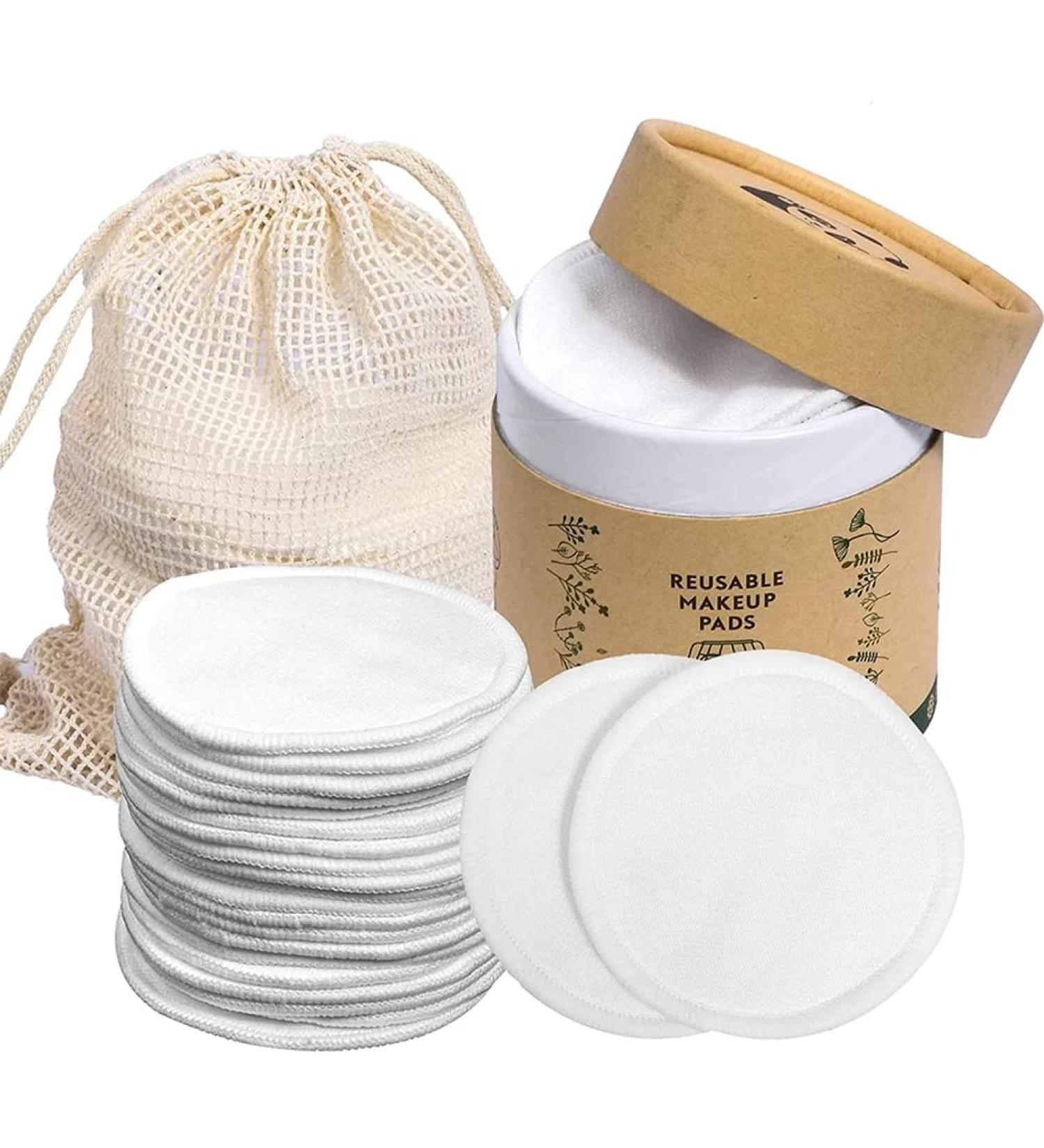Cotton Makeup Remover Pads Reusable Washable Rounds for Face Cleansing and Eyemakeup Removal Includes Laundry Bag and Storage Box (#1) - Buy Online on GoSupps.com