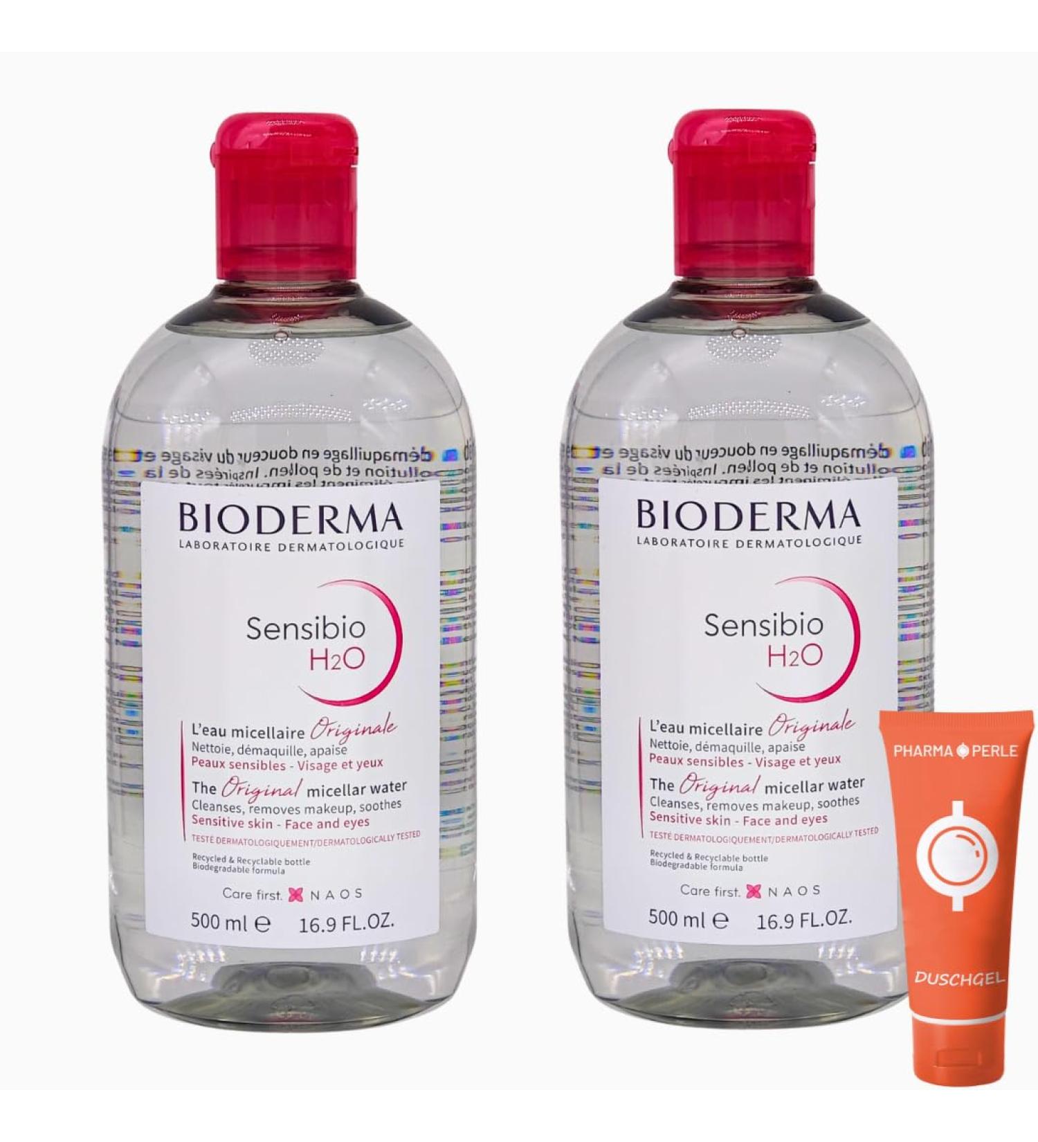Bioderma Sensibio H2O Micellar Solution for Sensitive Skin - 2x 500ml | Gentle Cleaning Water & Makeup Remover | Strengthens Skin Barrier & Moisturizes | Buy Online Internationally - Buy Online on GoSupps.com