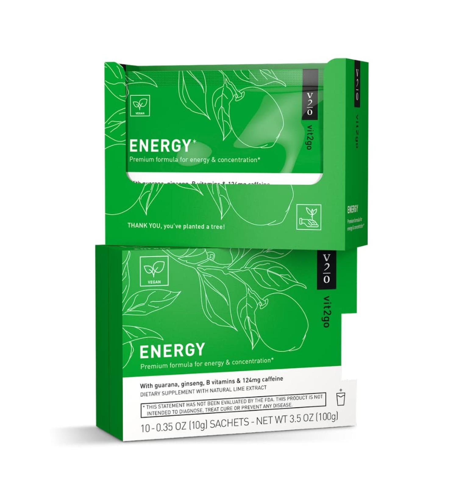 Energy Powder with Magnesium Zinc & B Vitamins | 124mg Natural Caffeine from Ginseng & Guarana | 10 Sachets for Enhanced Performance - Buy Online on GoSupps.com