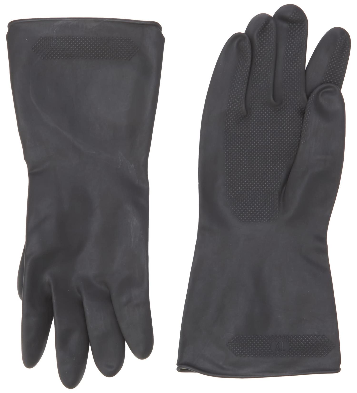 Elliott Heavy Duty Household and Maintenance Rubber Gloves Extra large Gloves with breathable flock Lining and non-slip grip One pair of Black Gloves XL - Buy Online on GoSupps.com