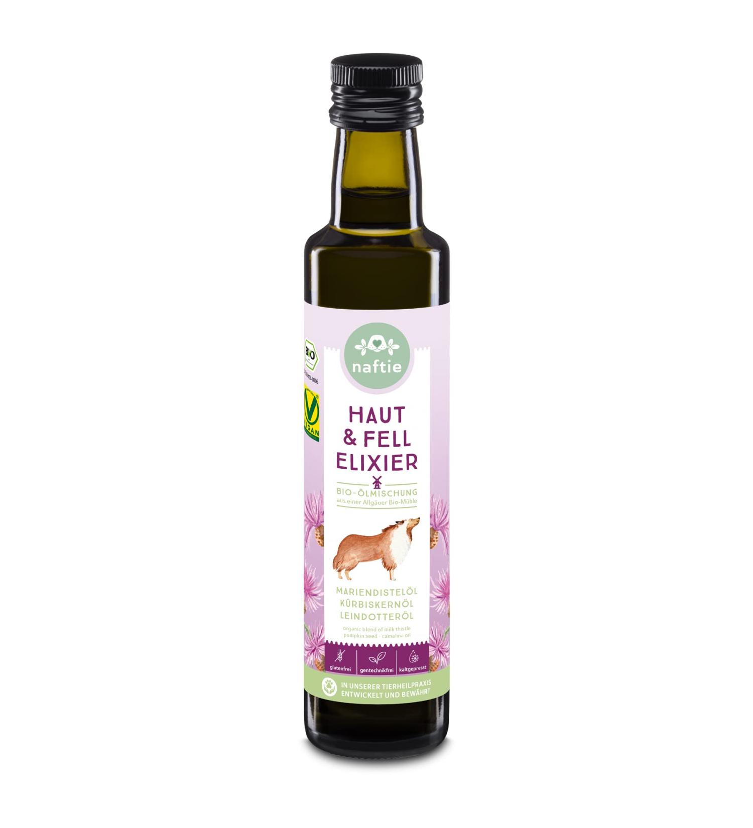 NAFTIE BOO Organic Skin & Fur Elixir for Dogs - Pumpkin Seed & Linseed Oil Mix - 250ml - Buy Online on GoSupps.com