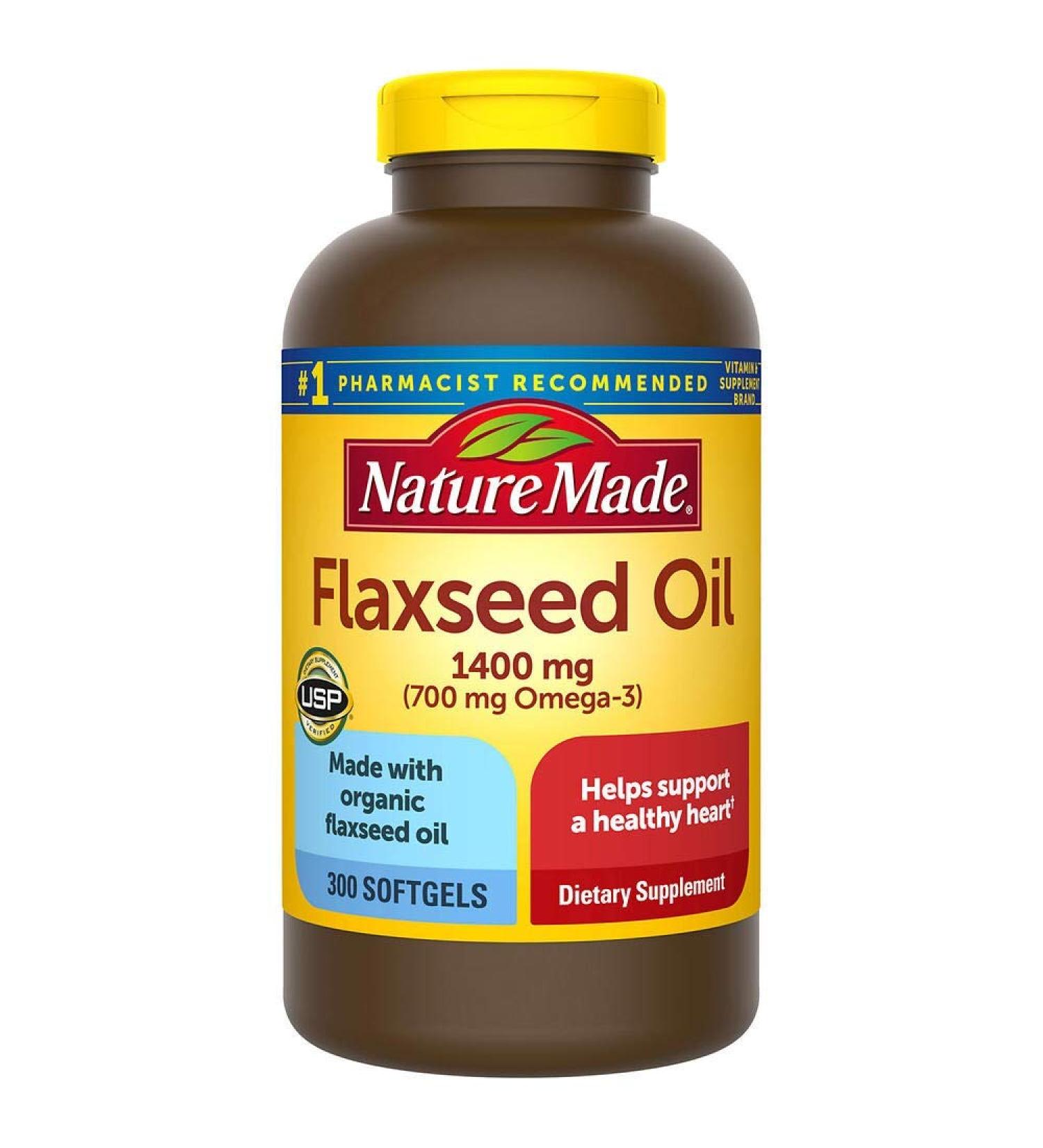 Nature Made Organic Flaxseed Oil 1400mg Omega-3 700mg Softgels - 300 Count - Buy Online on GoSupps.com