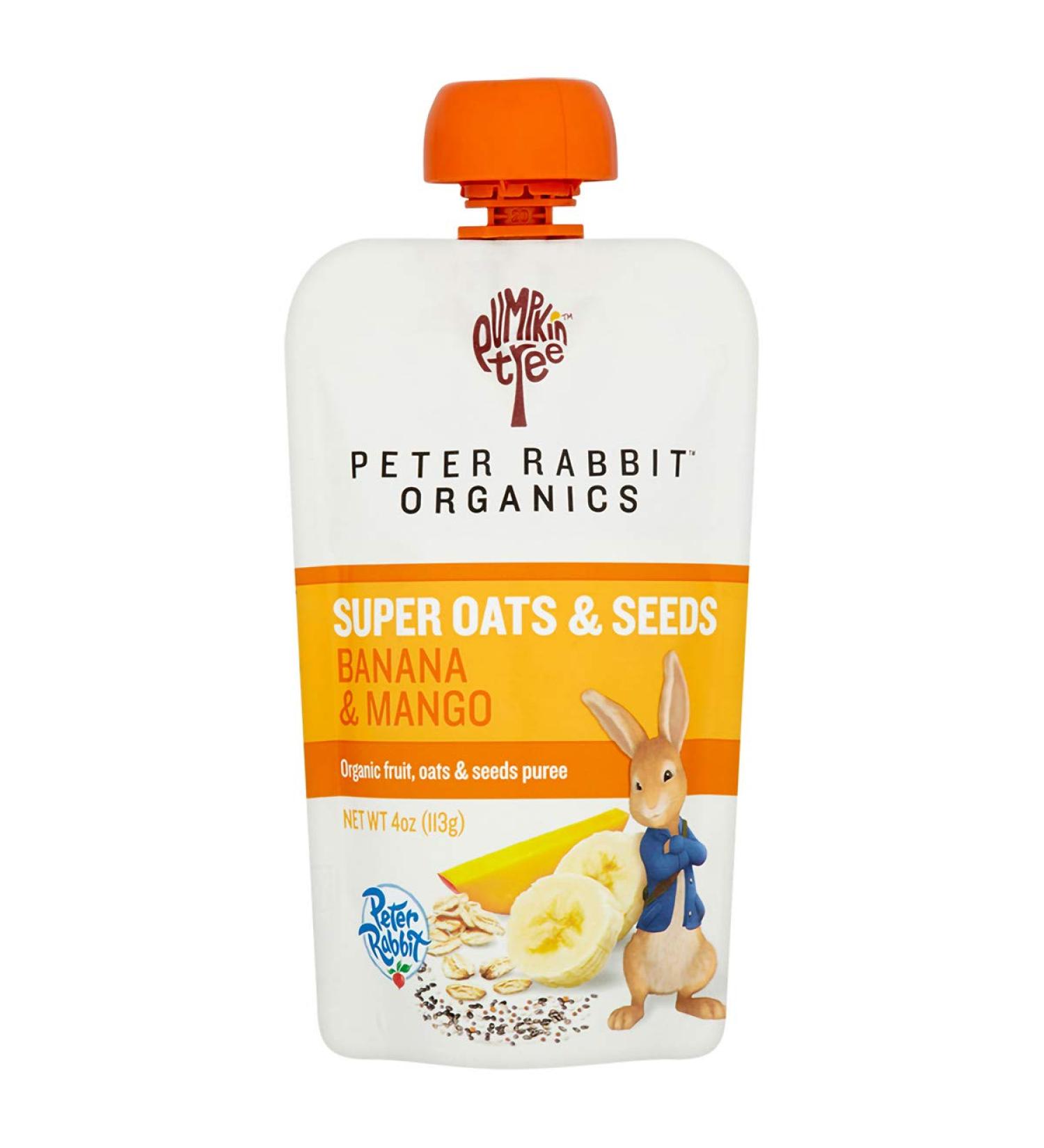Pumpkin Tree Peter Rabbit Organics Super Oats & Seeds Puree Squeeze Pouch - Banana & Mango, 4oz (Pack of 10) - Buy Online on GoSupps.com