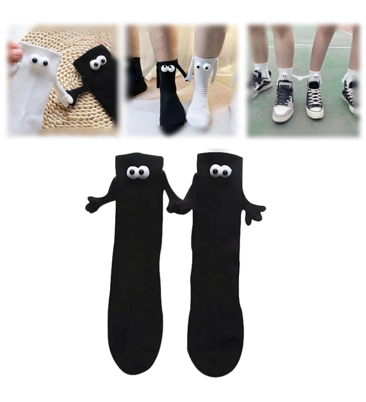 IrayZ Funny Magnetic Suction 3D Doll Couple Socks - Couple Holding Hands Socks | Black Unisex Sock Pair - Buy Online on GoSupps.com