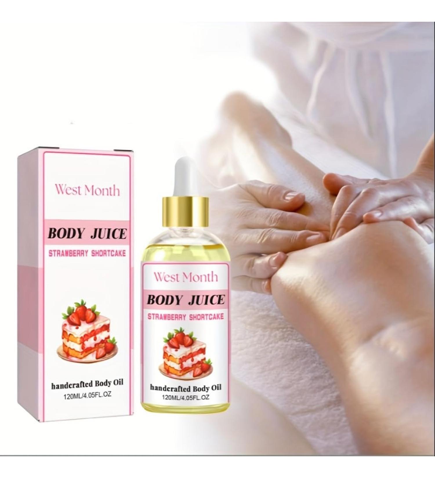 Buy 120ml Organic Strawberry Shortcake Body Juice Oil | Moisturizing & Massage Oil for Men & Women | Natural Strawberry Scent - Buy Online on GoSupps.com