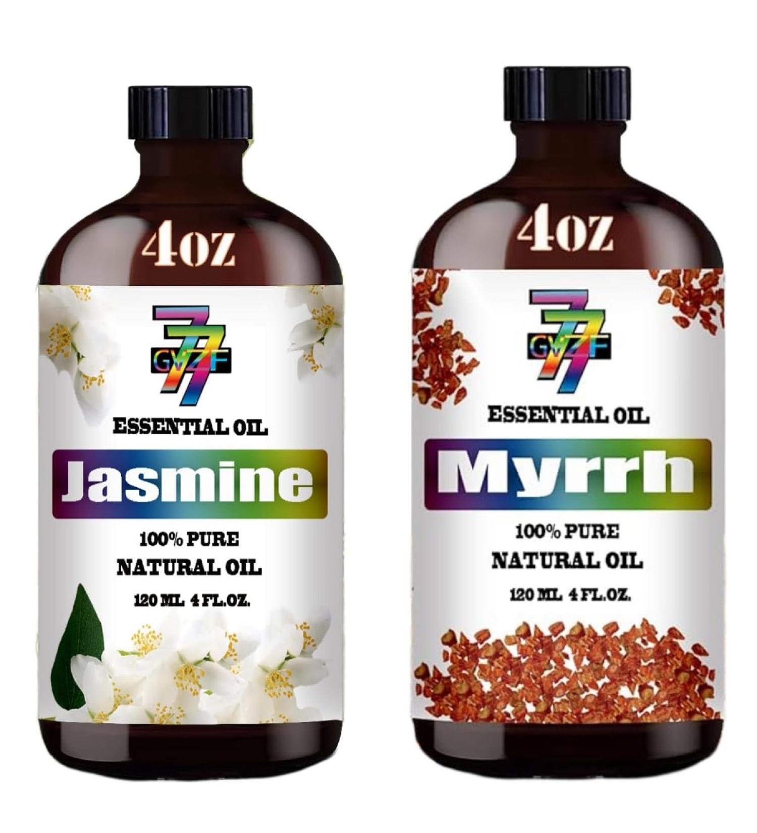 GV77ZF Essential Oil Two 4 Fl Oz (120Ml) Set - Pure Natural Myrrh Oil and Jasmine Essential Oil for Diffuser Humidifier Skin Care Home Fragrance Bath Hair Care Cleansing Massage Yoga DIY So - Buy Online on GoSupps.com