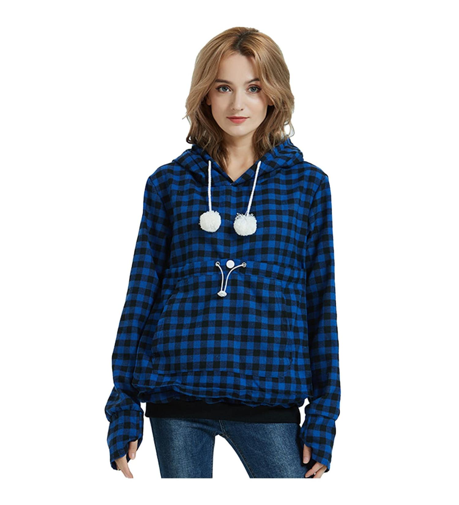 Women's Long Sleeve Cat & Dog Hoodie Sweater with Big Bag - Zippered Warm Sweatshirt (Sizes X-10 to XXL) - Buy Online on GoSupps.com