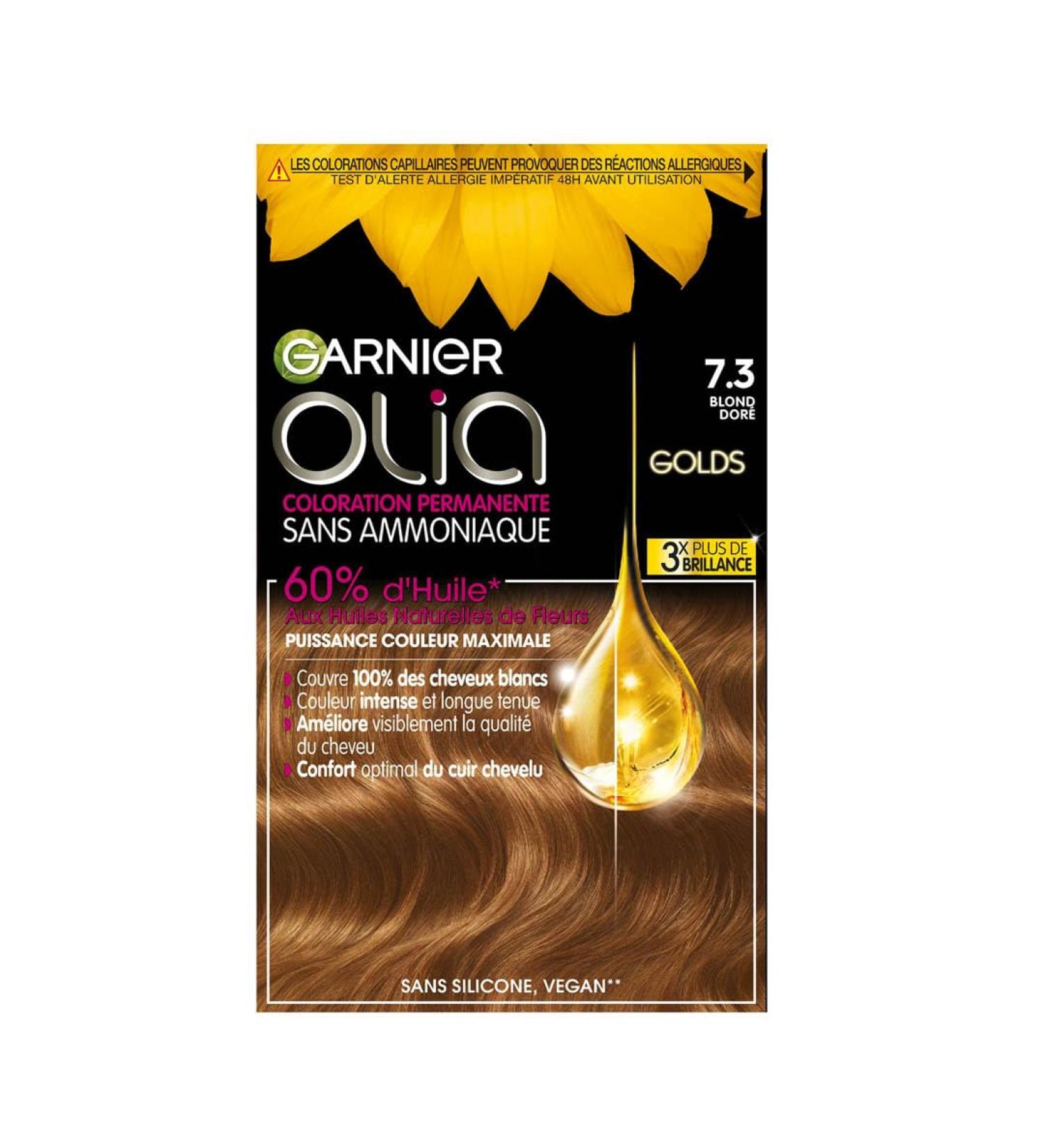 Garnier Coloration Permanente - Sans Ammoniaque - Aux Huiles Naturelles de Fleurs - Blond Dor (7.3) - Olia BLOND DORE 7.3 - Buy Online on GoSupps.com