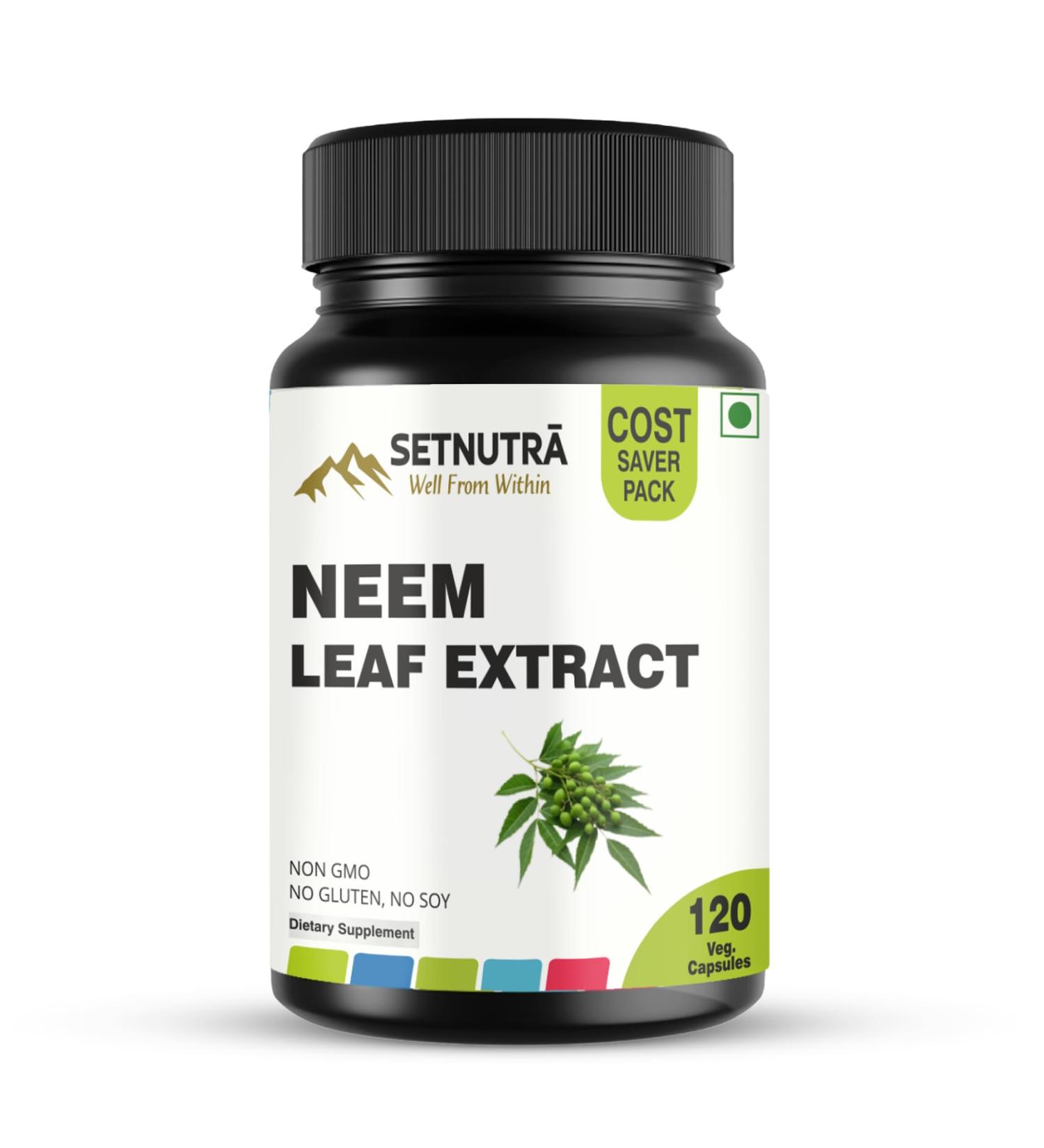 SETNUTRA Well From Within Pure Neem Leaf Extract 500Mg | Natural Detox Support Skin Health & Immune Support | Non GMO Gluten Free Vegan Capsules (120 Count) - Buy Online on GoSupps.com