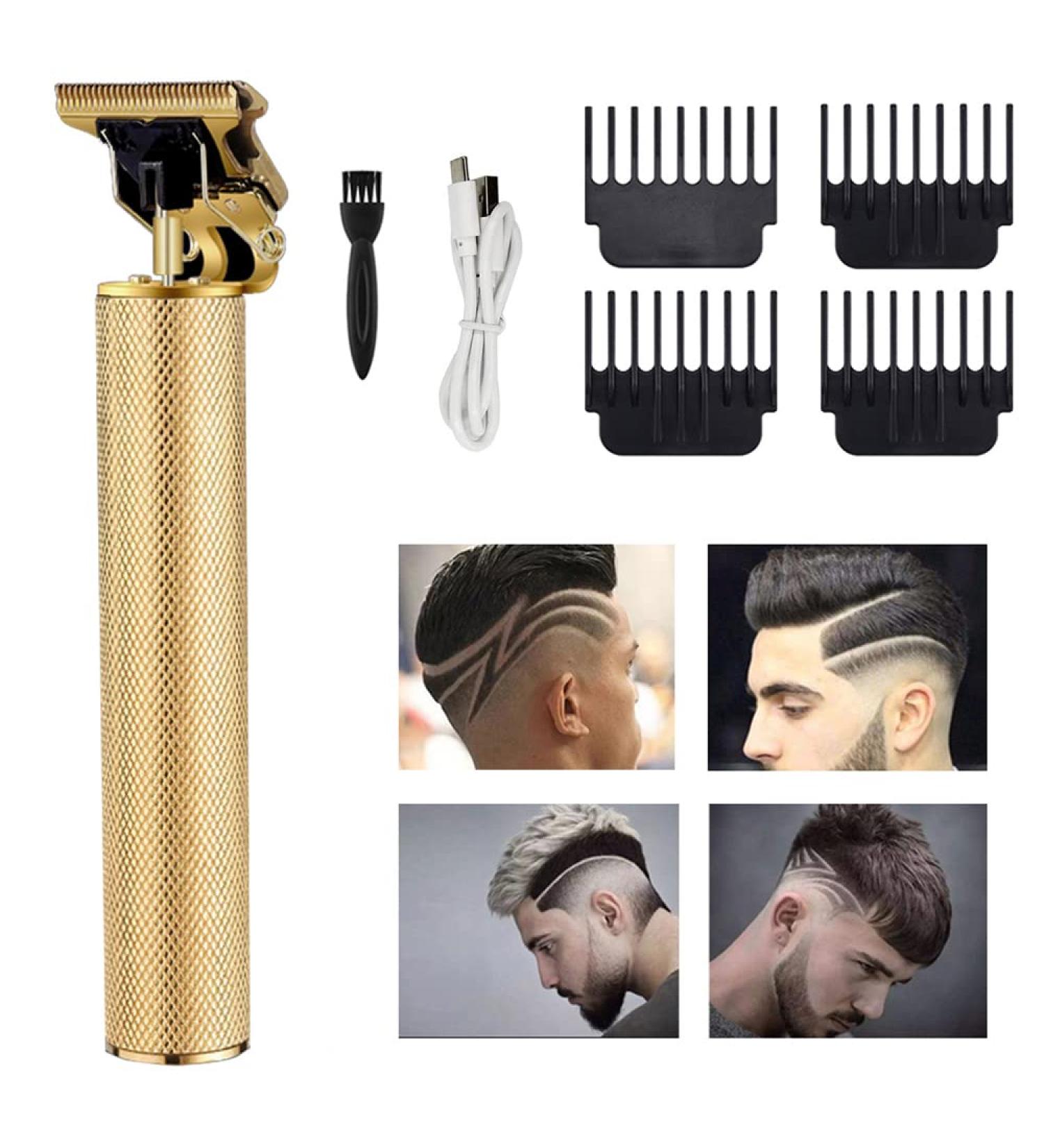 Professional Hair Clippers for Men - Rechargeable Cordless Zero Gapped Trimmer with T Blade Edgers Clippers and 4 Guide Combs - Beard Shaver Barbershop Gold - Buy Online on GoSupps.com