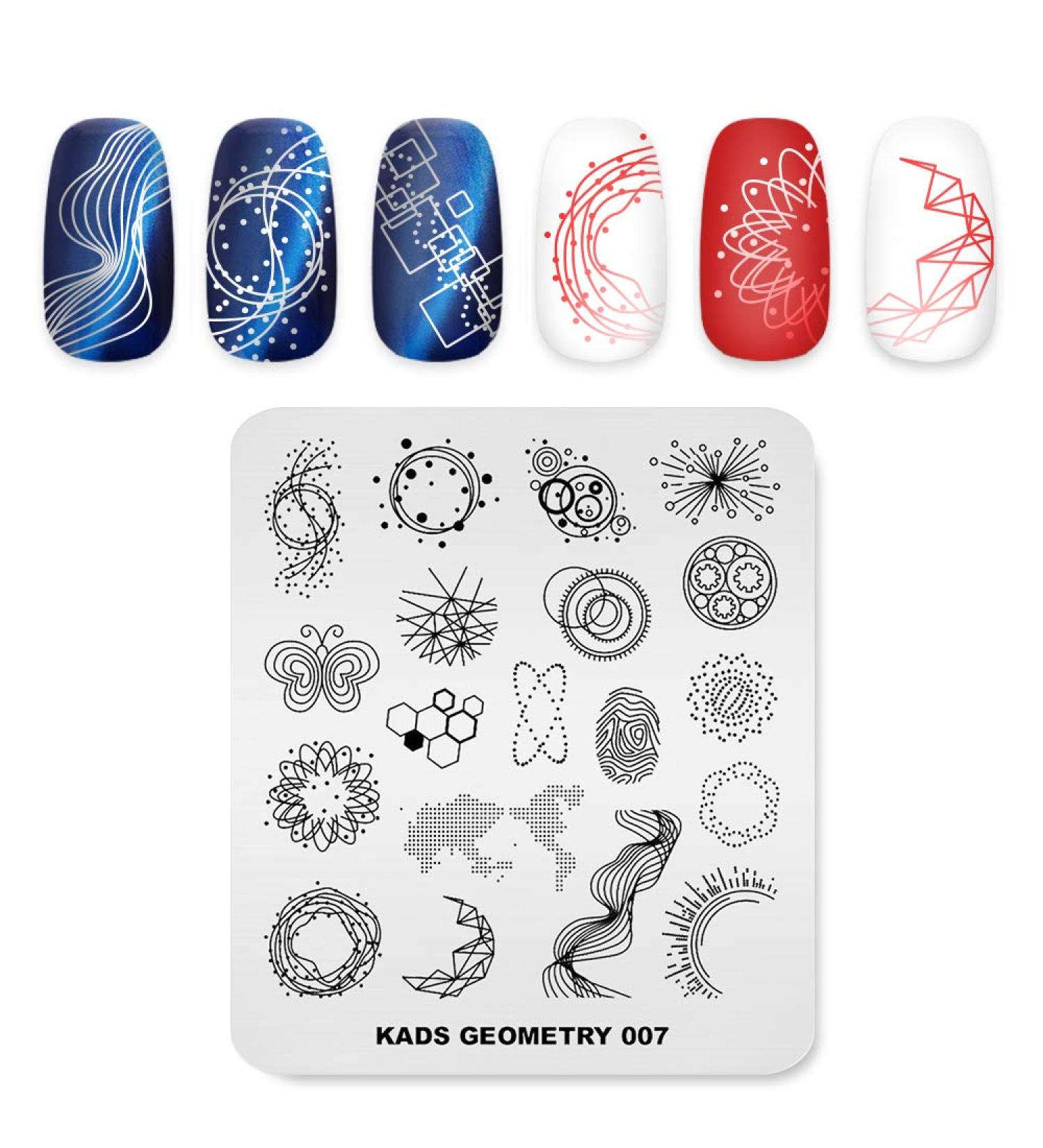 KADS Geometry Nail Stamping Plate GE007 for Nail Art Decoration and DIY - Image Design Plate - Buy Online on GoSupps.com
