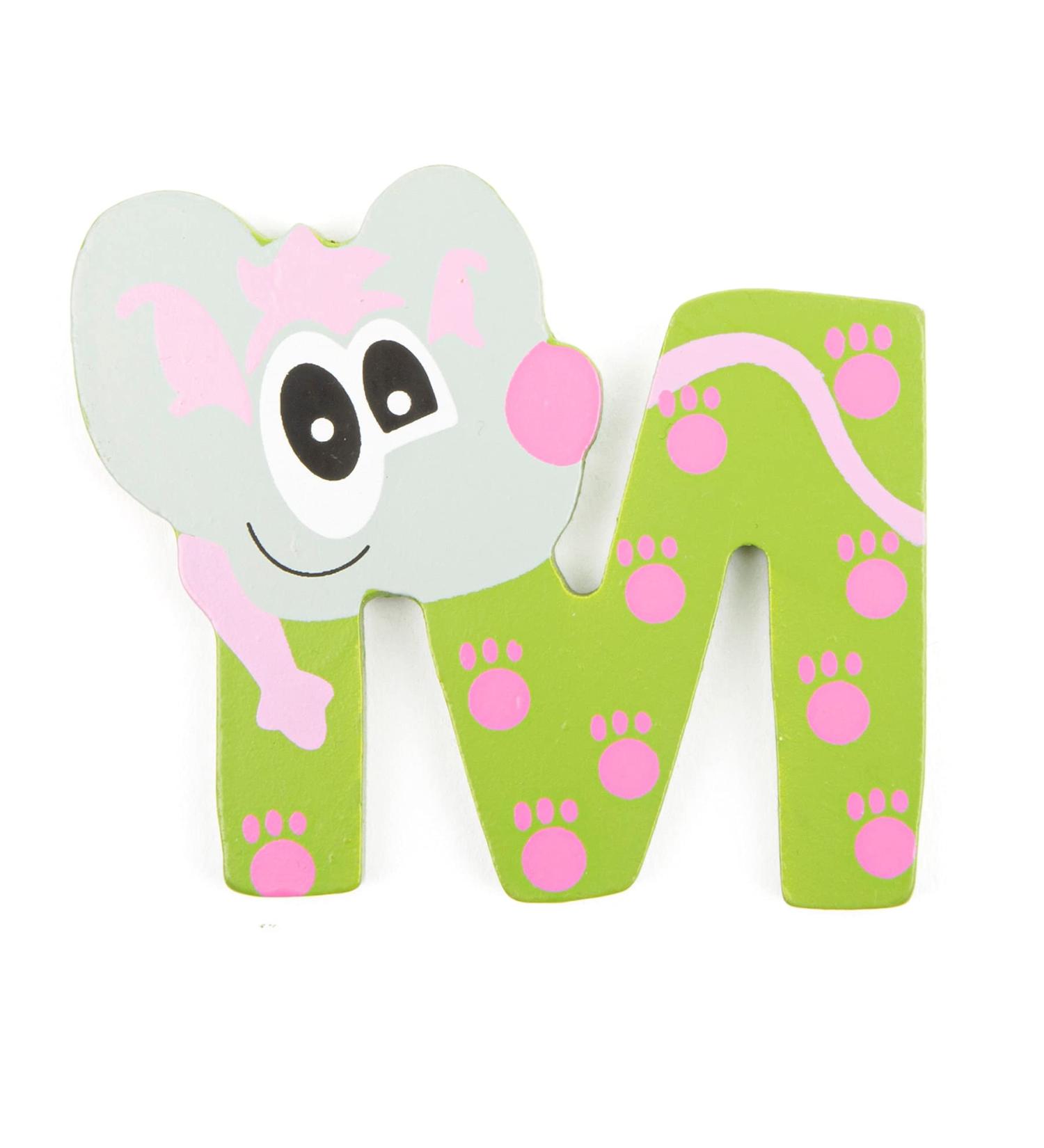 Indigos UG Deko Wood Letter 'M' - Animal Motif Decor for Children's Room School & Kindergarten | Perfect for Tinkering & Collecting - Buy Online on GoSupps.com