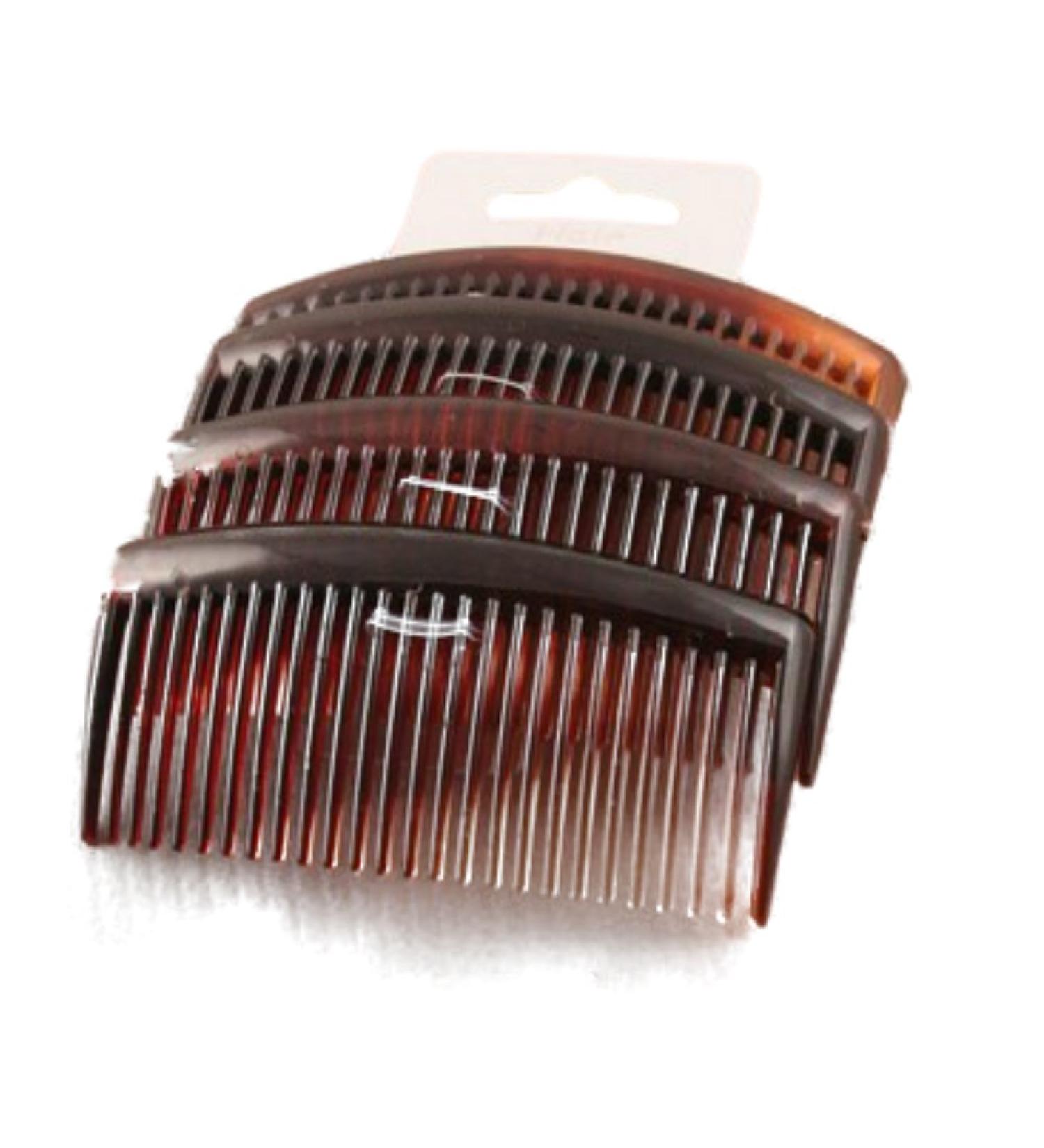 Set of 4 Tort Plain Hair Combs Slides 9cm (3.5) by Pritties Accessories