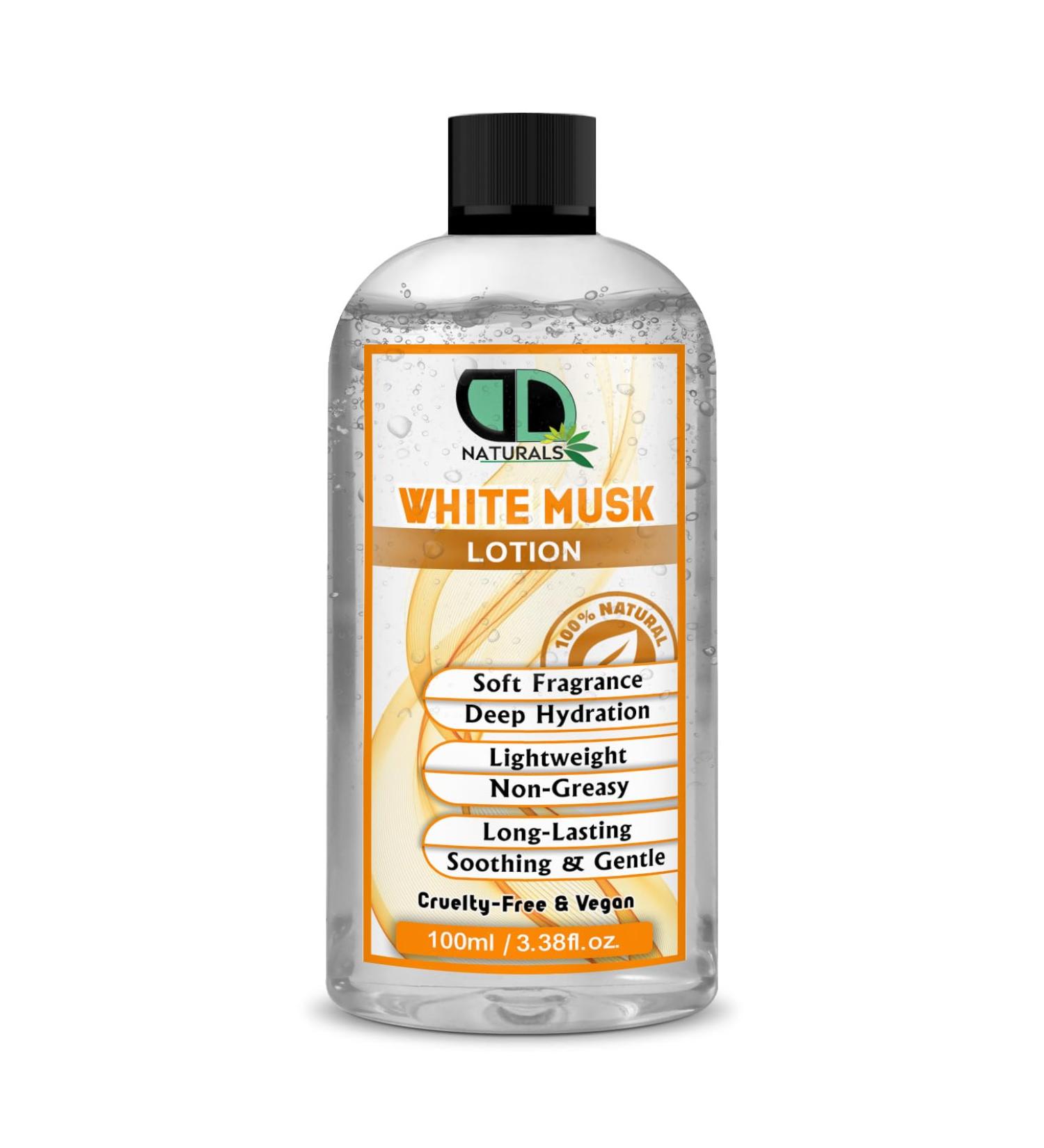 DD teck MuskBodyCare White Musk Body Lotion 100ml for dry and sensitive skin Long-lasting fragrance hydration protects against dryness MuskBodyCare Nourishing body moisturizer