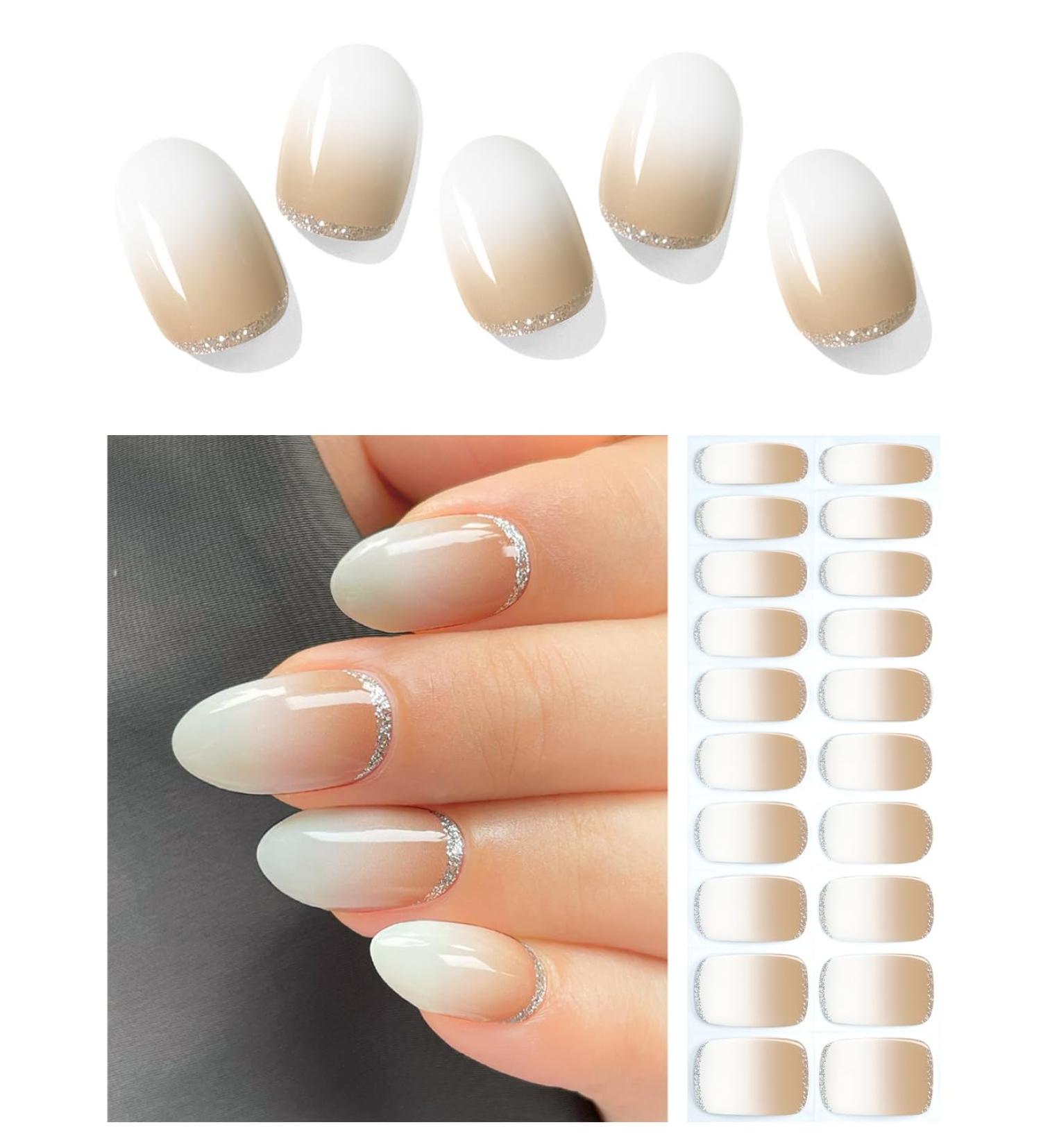 Shop Semi Cured Gel Nail Strips - Nude Ombre | 20 PCS Beige Gel Stickers | UV Light Required - Salon Quality & Easy to Use - Buy Online on GoSupps.com