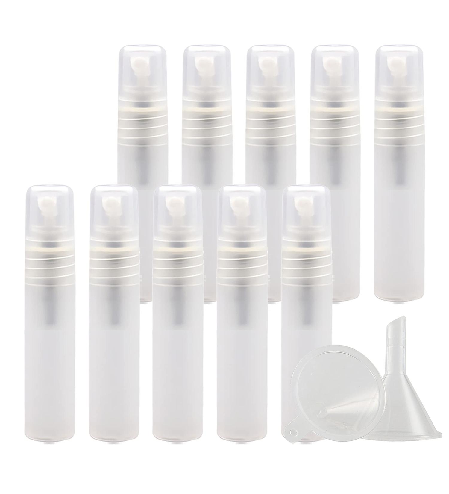 Zeoabsy 10pc Empty 3ml Matt Transparent Spray Bottles - Fine Fog Pumps & 2x Funnels for Water & Alcohol - Ideal for Perfume Travel Kits - Buy Online on GoSupps.com