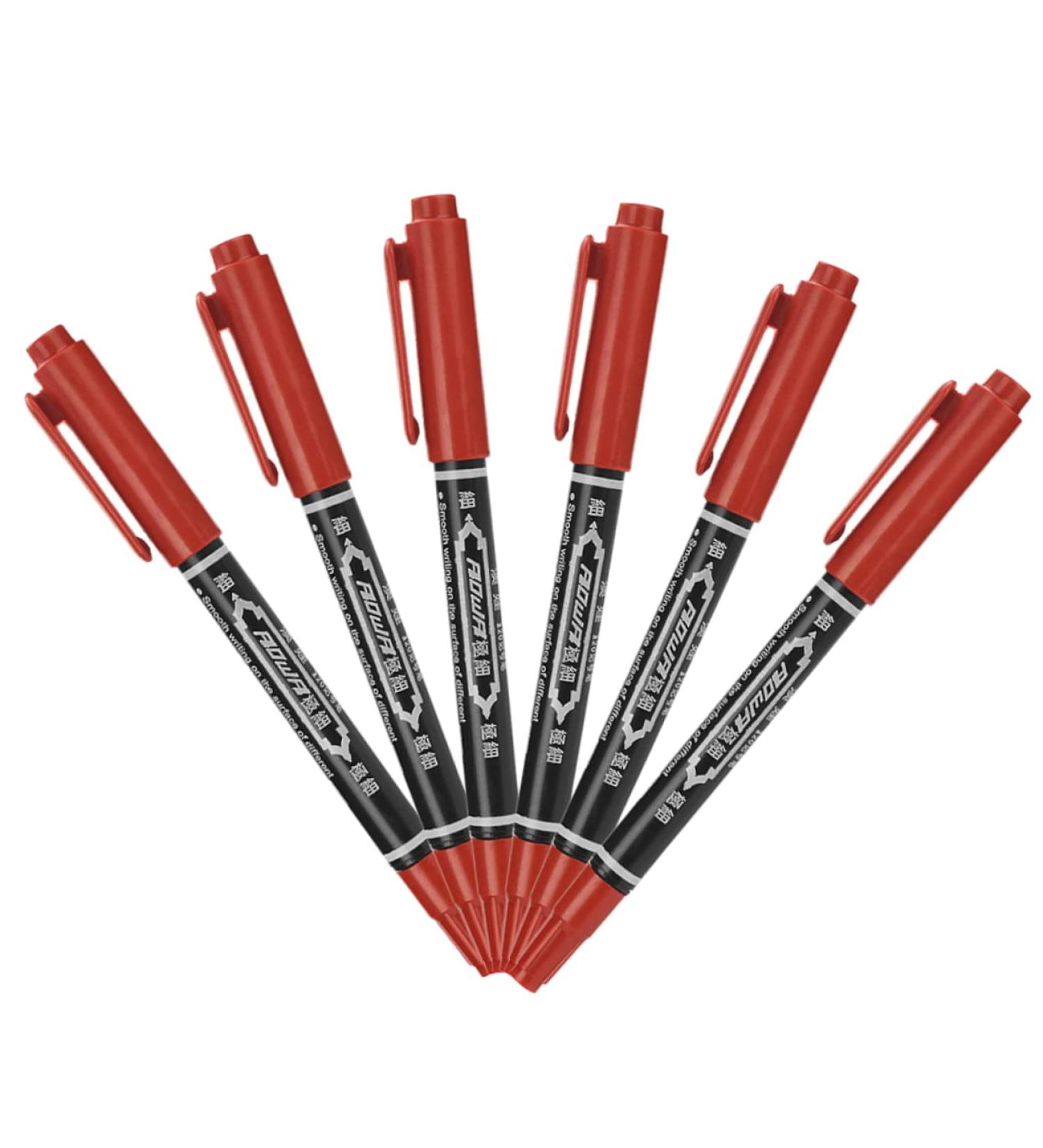 Angoily 6pcs Waterproof Eyeliner Dual Tip Markers Marker Pens Eyebrow Pencil Double Head Leather Pen 13.9x1.8cm Red - Buy Online on GoSupps.com