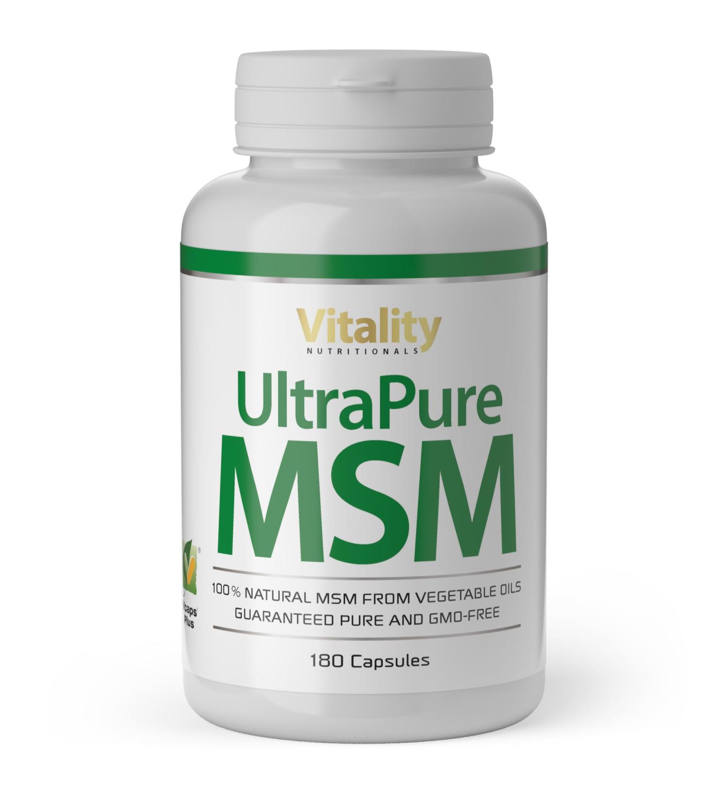Ultra Pure MSM Capsules 1000 mg - 180 Count | High Dose Methylsulfonylmethane | Additive-Free by Vitality Nutritional - VitaminExpress - Buy Online on GoSupps.com