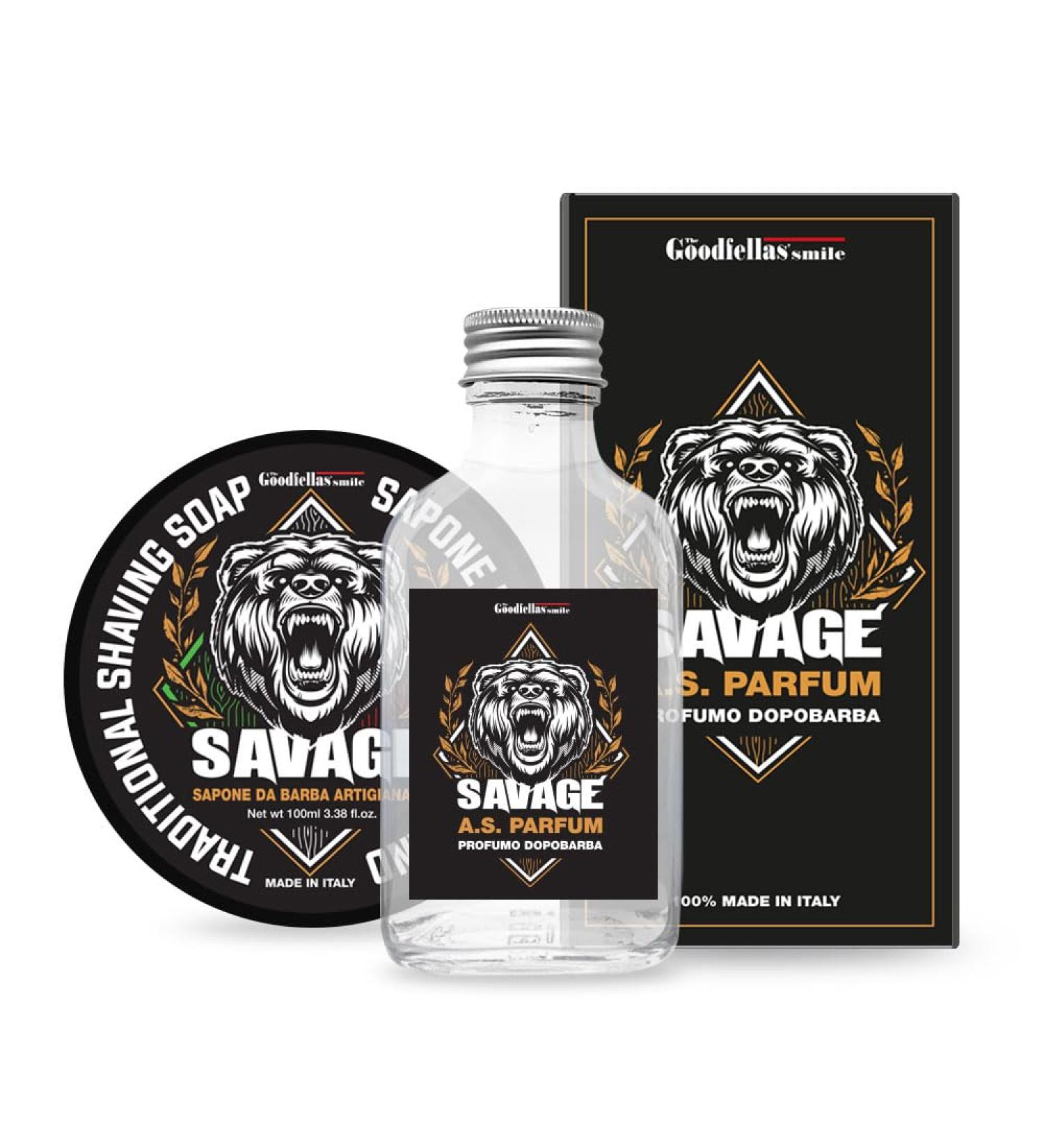 THE GOODFELLAS' SMILE Savage DUO SET. Shaving Soap and Aftershave Set 500 g