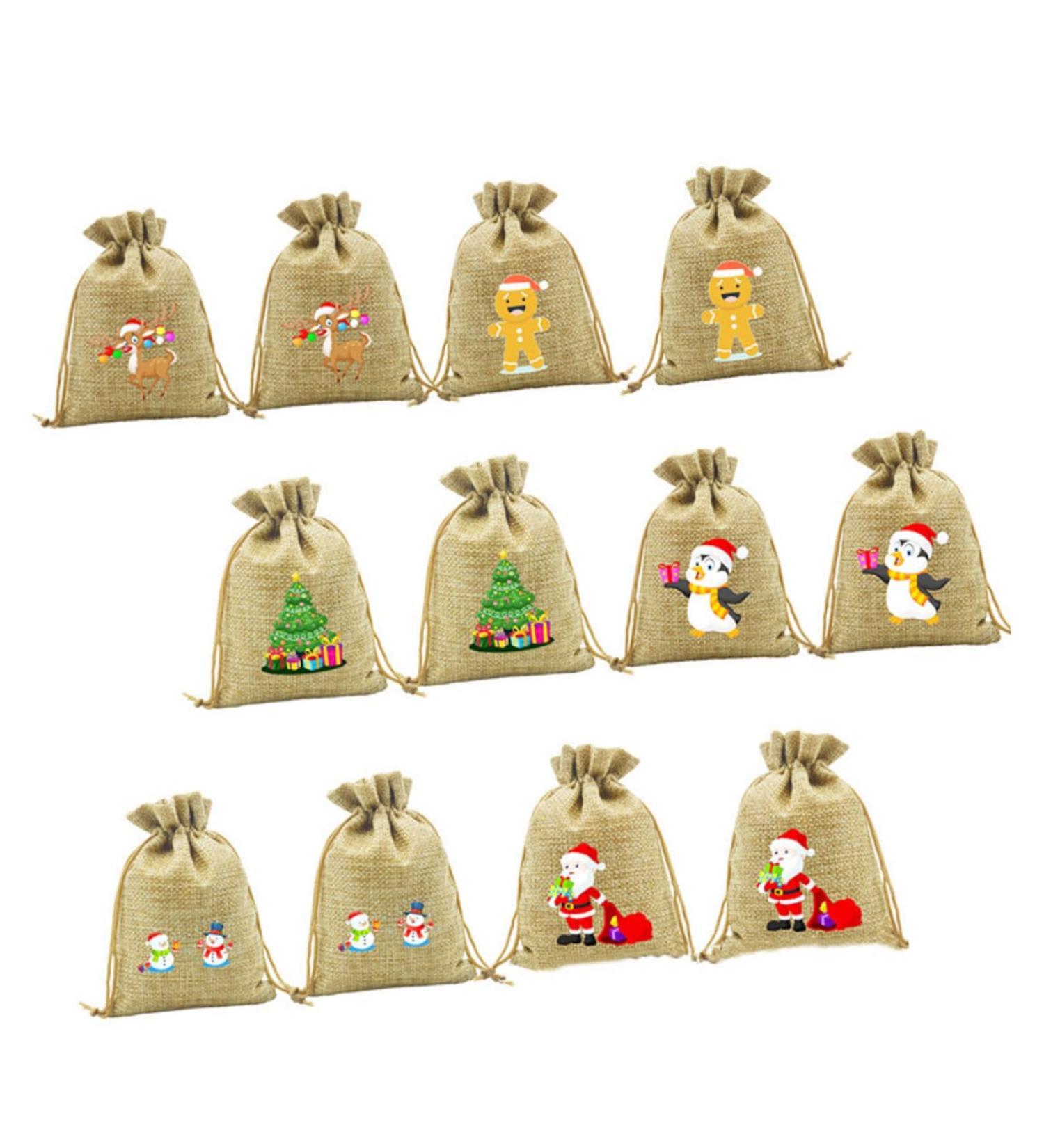KOMBIUDA 12pcs Christmas Drawstring Bag Candy Bags Burlap Lovely Bags Hold Accessories Bag Storage Bag Pocket - Buy Online on GoSupps.com