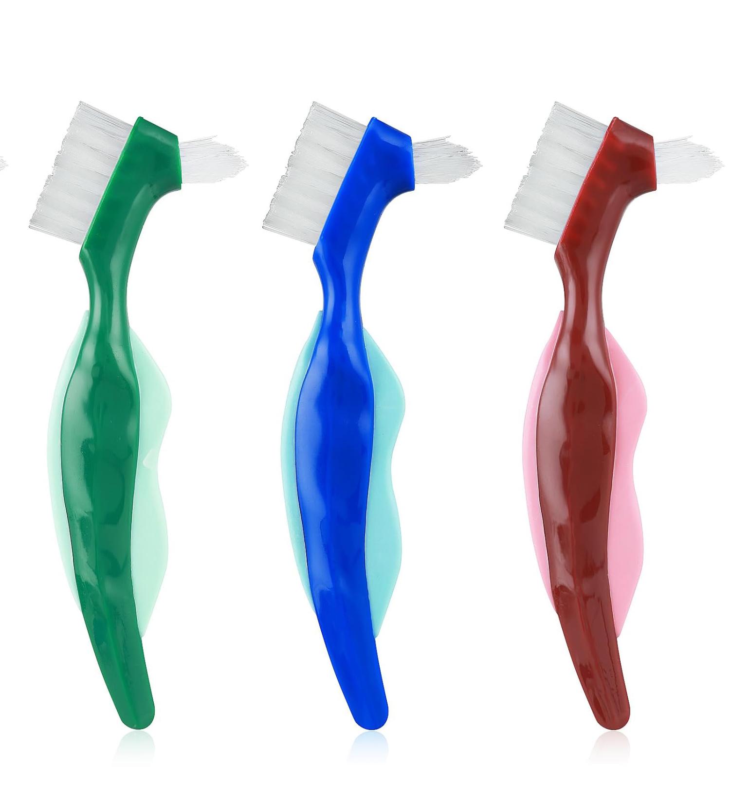 3-Piece Prosthetic Toothbrush Set | Double-Headed Denture Cleaner | Oral Care for Prostheses - Select Your Color - Buy Online on GoSupps.com