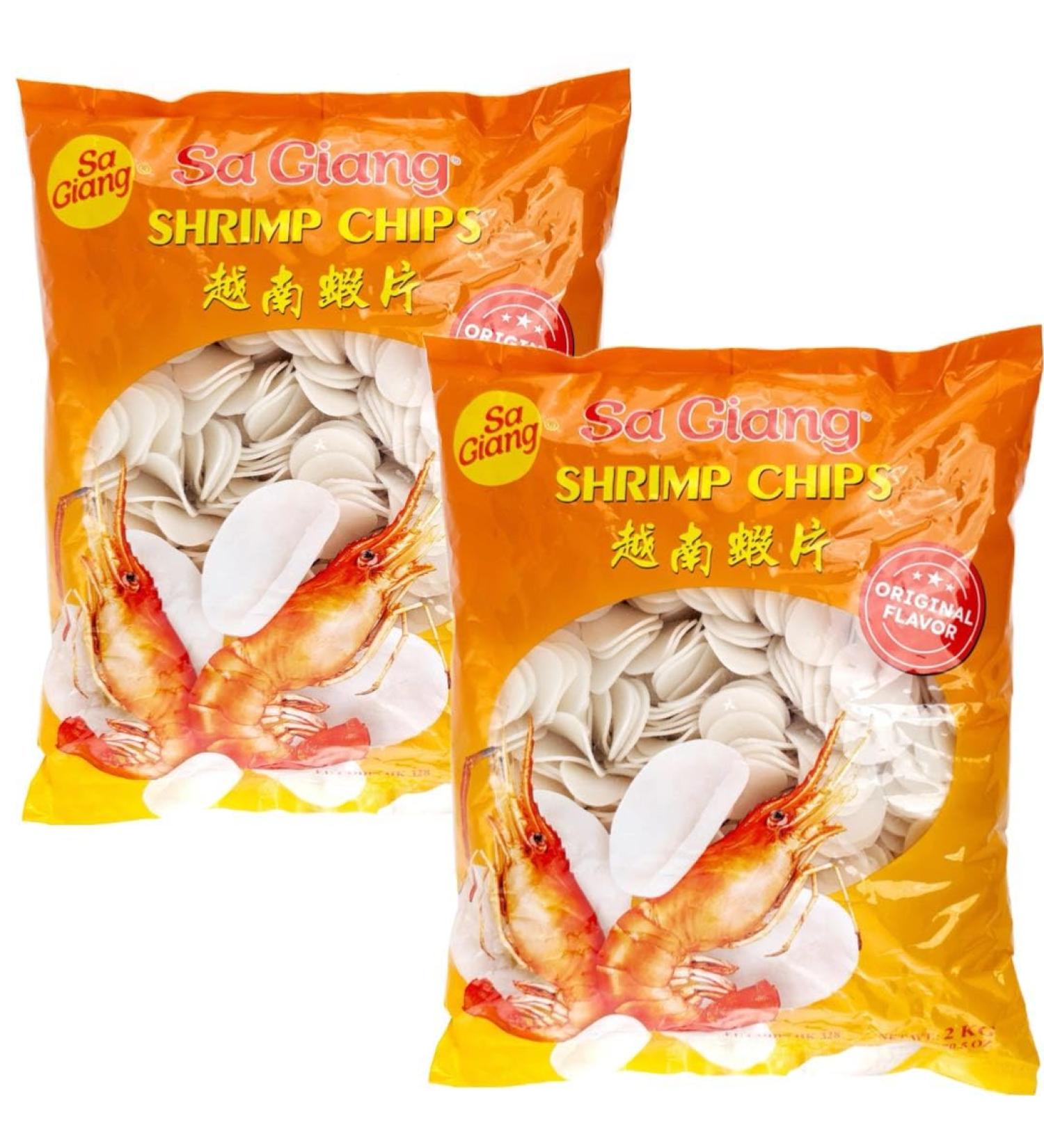 Sa Giang Vietnamese Shrimp Chips 2kg - Uncooked Prawn Crackers Snacks Chinese Takeaway for Catering (Pack of 2) - Buy Online on GoSupps.com