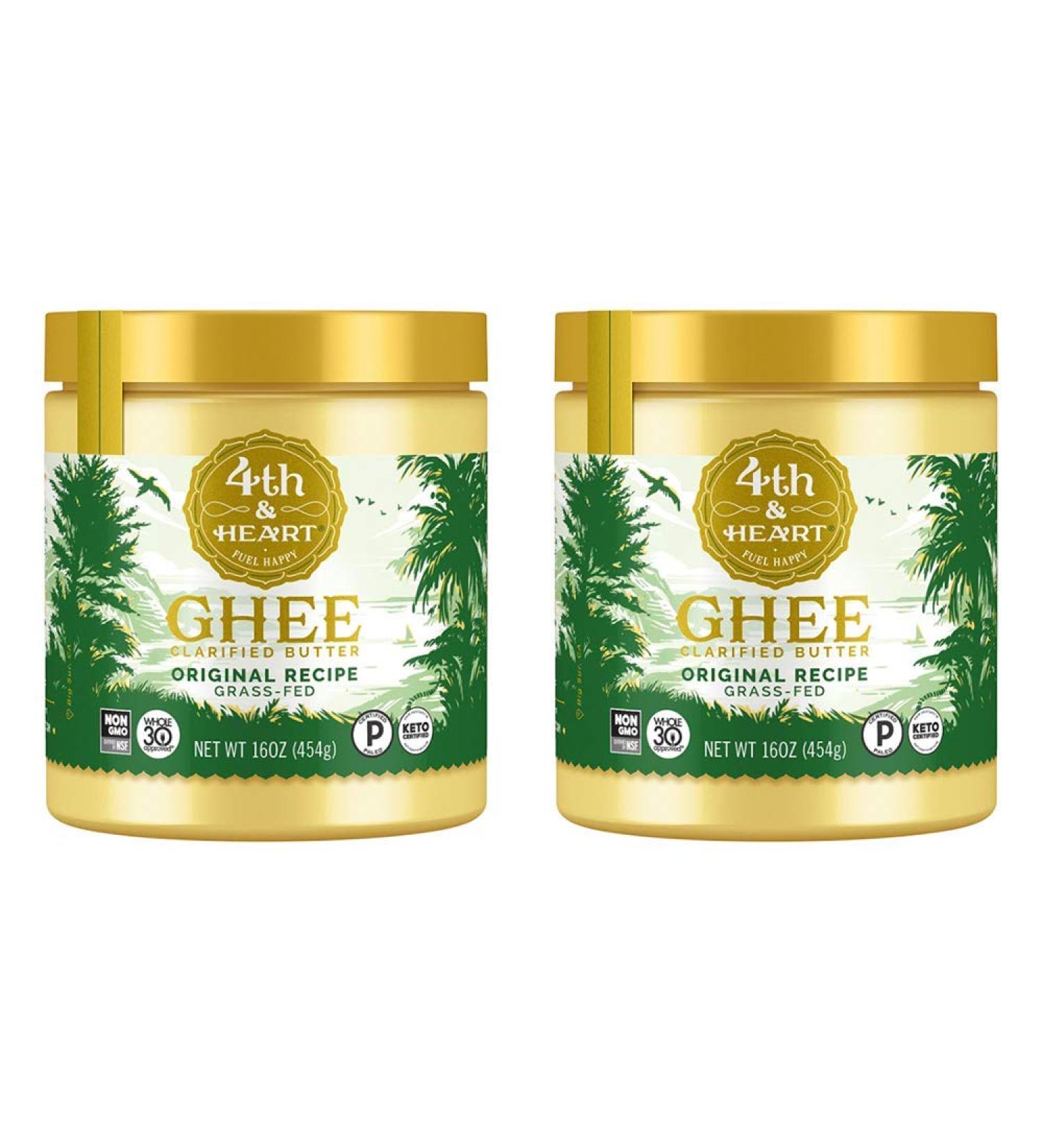 4th & Heart Original Grass Fed Ghee Butter (2 x 16oz Jars) - Keto, Non-GMO, Certified Paleo - 32 Ounce (Pack of 2) - Buy Online on GoSupps.com
