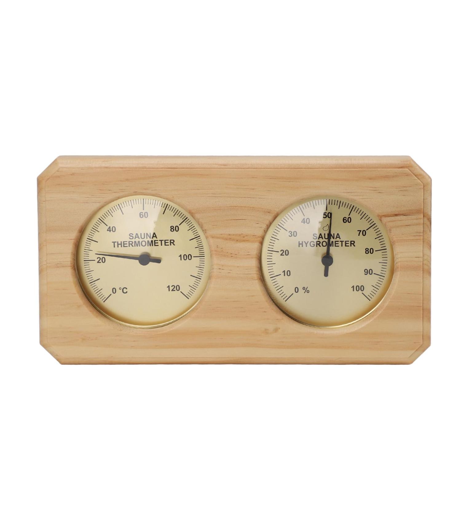 Mini Moisturizer & Thermometer - Double Display Wood Hygrometer for Home Office Baby Room & Sauna - Buy Online on GoSupps.com