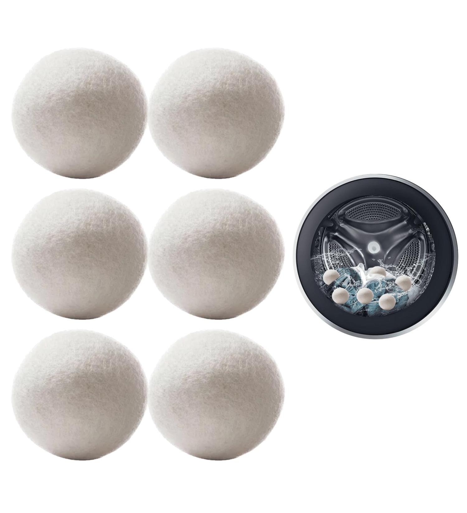 Natural Wool Dryer Balls - 6 Eco-Friendly Felt Balls for Tumble Dryers | Reduce Drying Time & Wrinkles - Buy Online on GoSupps.com