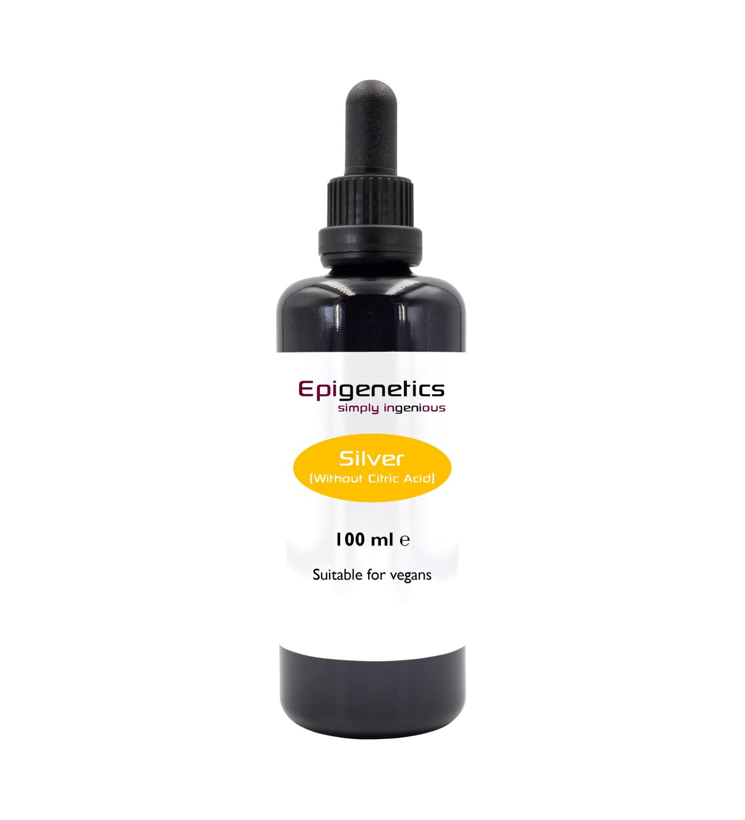 Silver 100ml (Without Citric Acid) | 8-12ppm Ionic Silver in Purified Water | Premium UV Protected Miron Violet Glass | UK Made Vegan Friendly Liquid - Buy Online on GoSupps.com