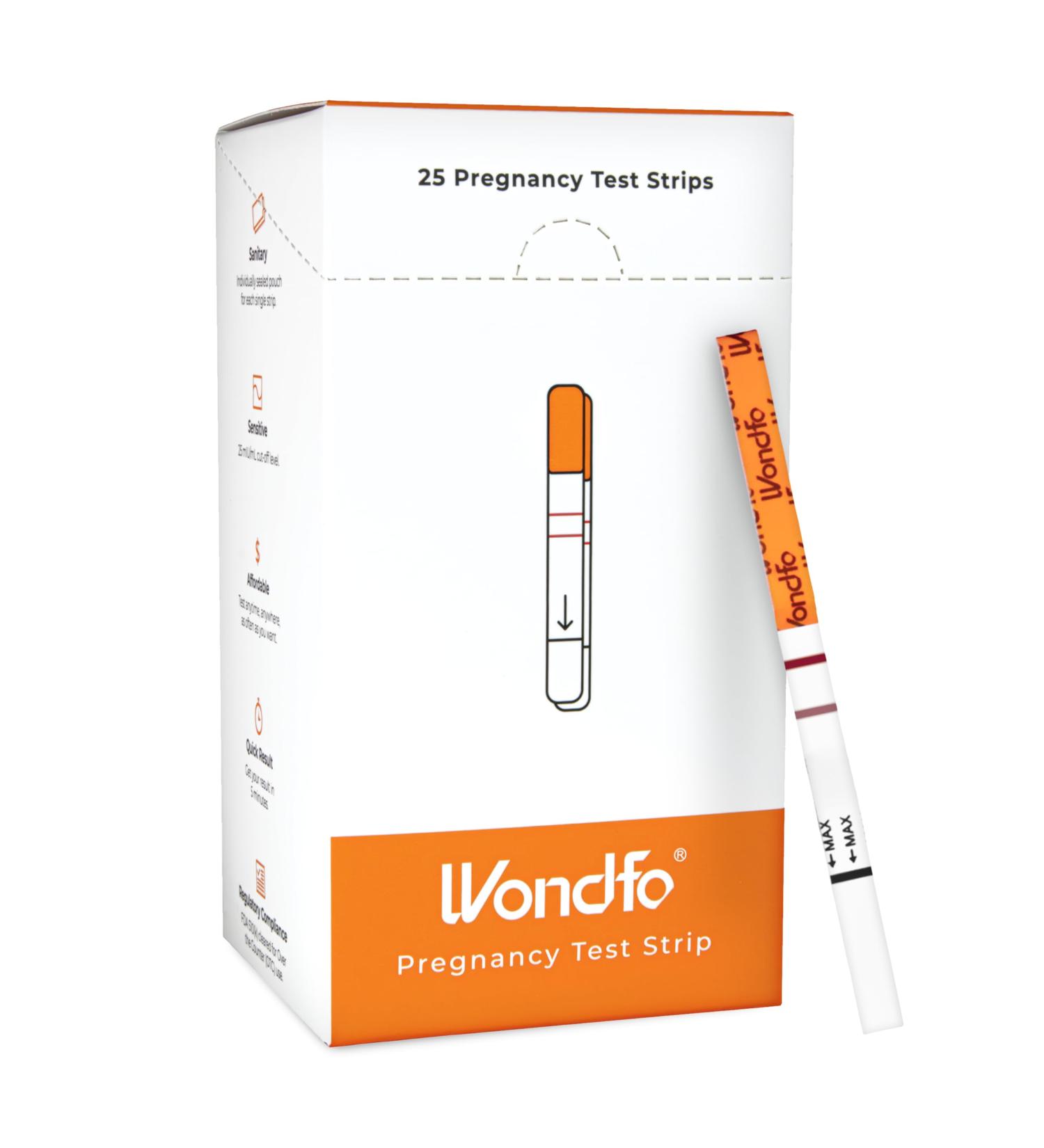 Wondfo Pregnancy Test Strips - 25 Pack Early Result Pregnancy Test Highly Sensitive Fast Home Self-checking Kit Clear HCG Test Results Test De Grossesse 25 Hcg - Buy Online on GoSupps.com