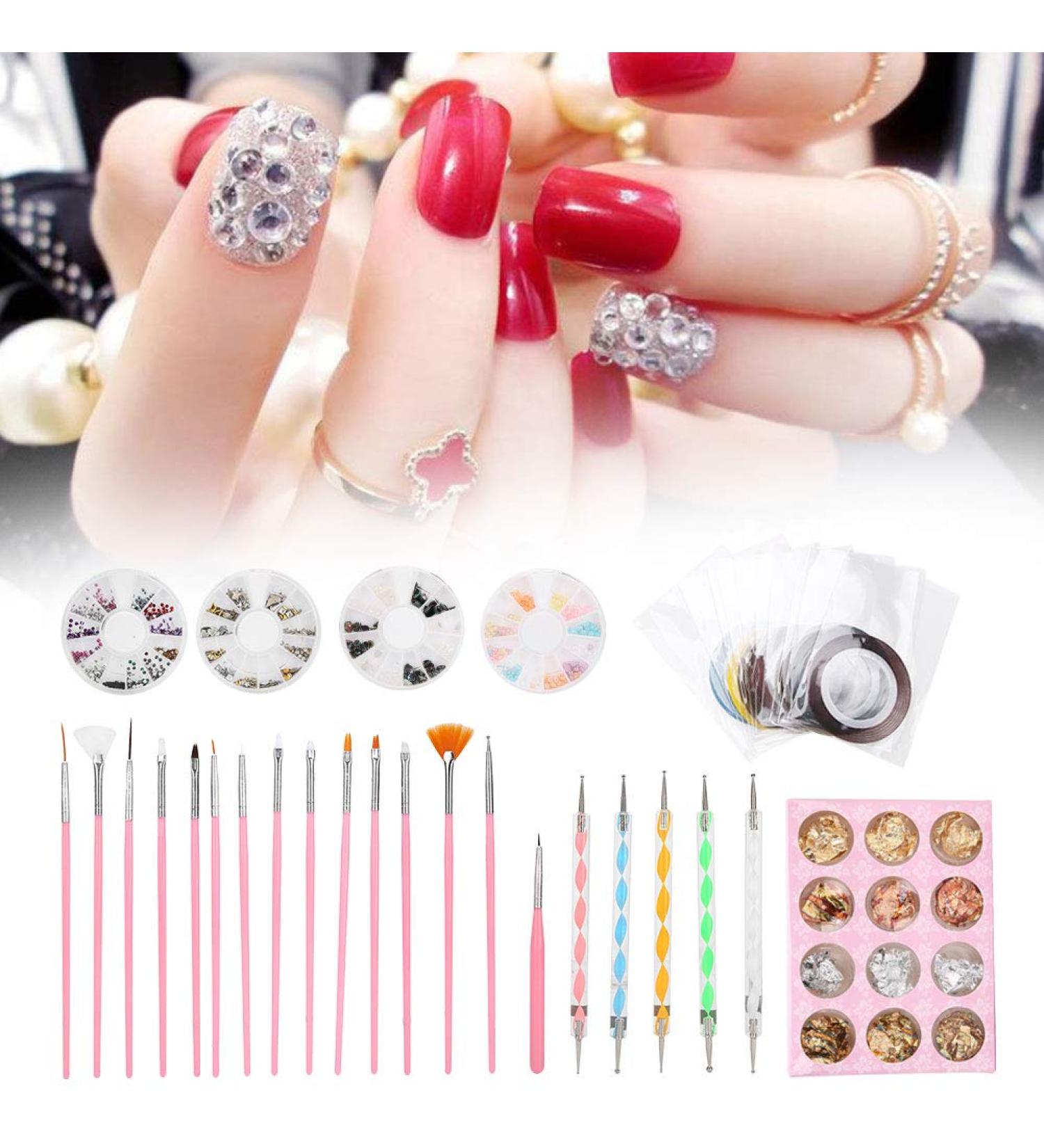 Nail Art Kit Nail Art Tools Kit DIY Nail Art Nail Art Polish Pen Tin Foil Paper - Buy Online on GoSupps.com