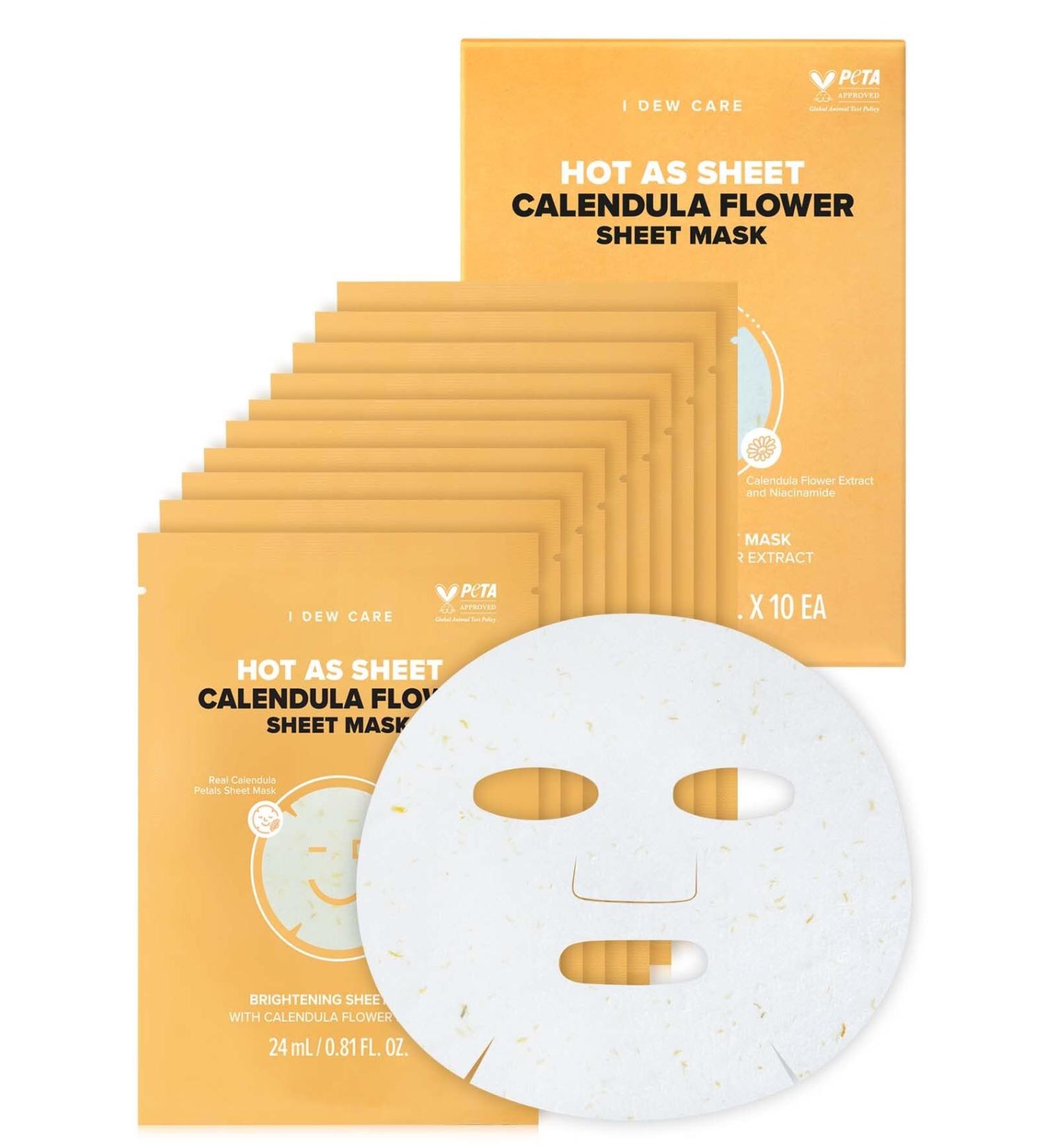 I DEW CARE Real Herb Calendula Sheet Mask | Brightening & Calming for Dry Skin | 10EA - International Shipping Available - Buy Online on GoSupps.com