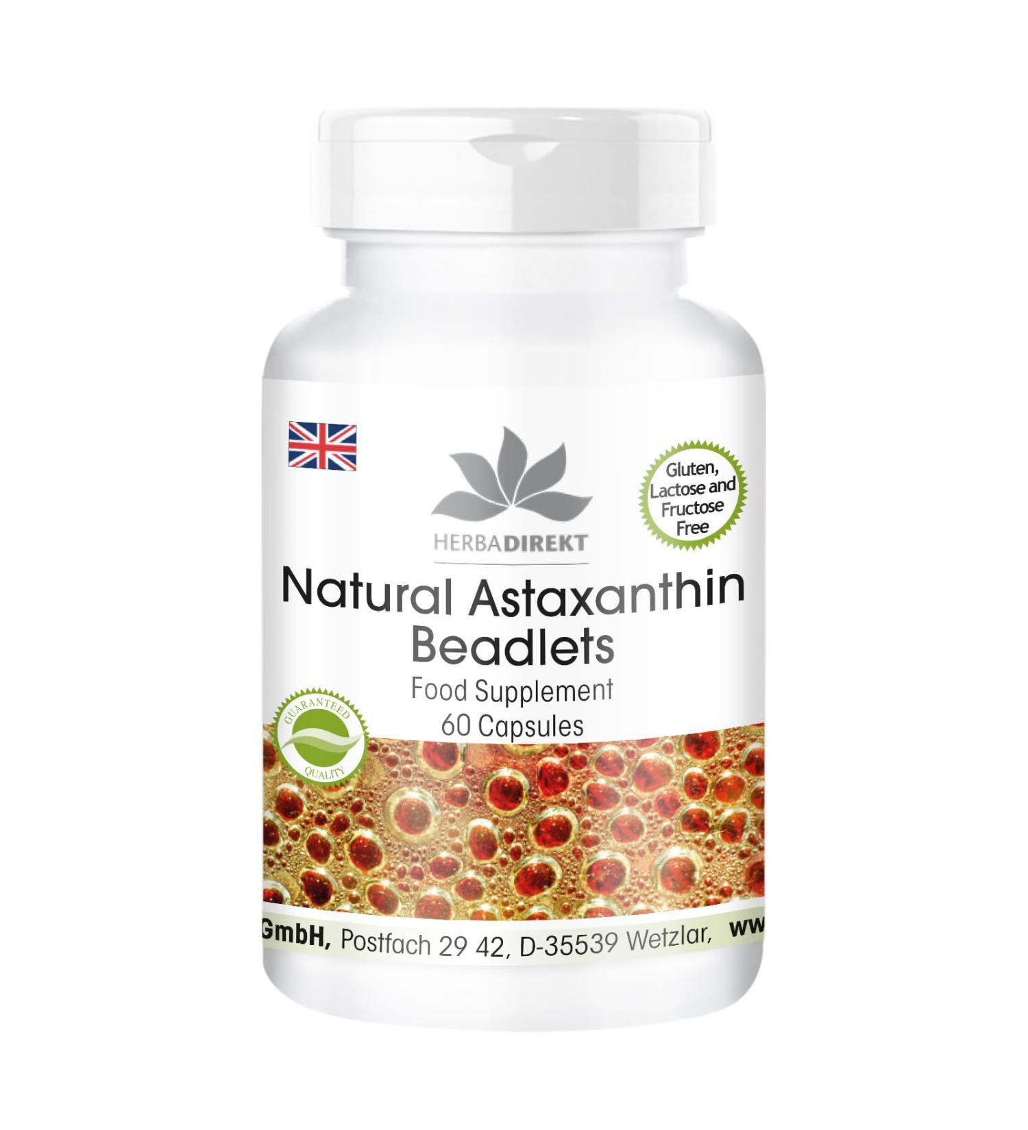 60 Astaxanthin Beadlets Capsules | Microencapsulated | No Magnesium Stearate | HERBADIREKT by Warnke Vitalstoffe - Buy Online on GoSupps.com