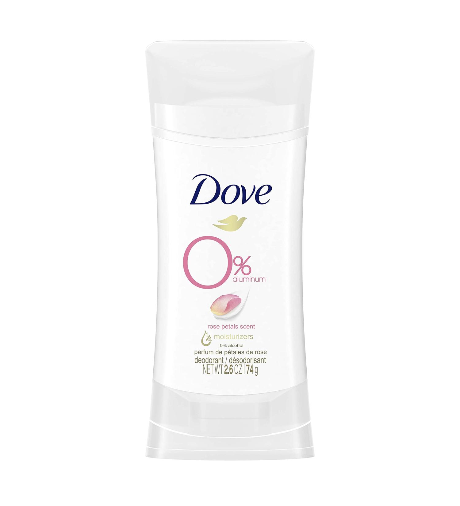 Dove 0% Aluminum Deodorant - Rose Petals Scent, 2.6 oz | Natural & Effective - Buy Online on GoSupps.com