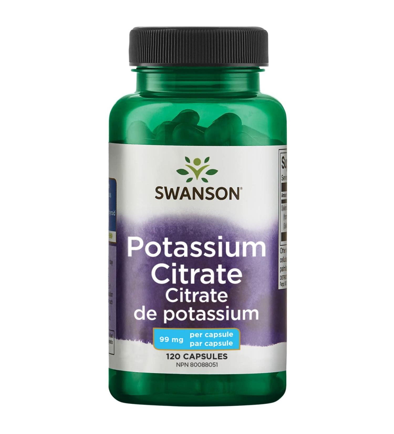 Swanson Potassium Citrate - 120 Capsules, 99mg | Heart Health & Energy Support - Buy Online on GoSupps.com