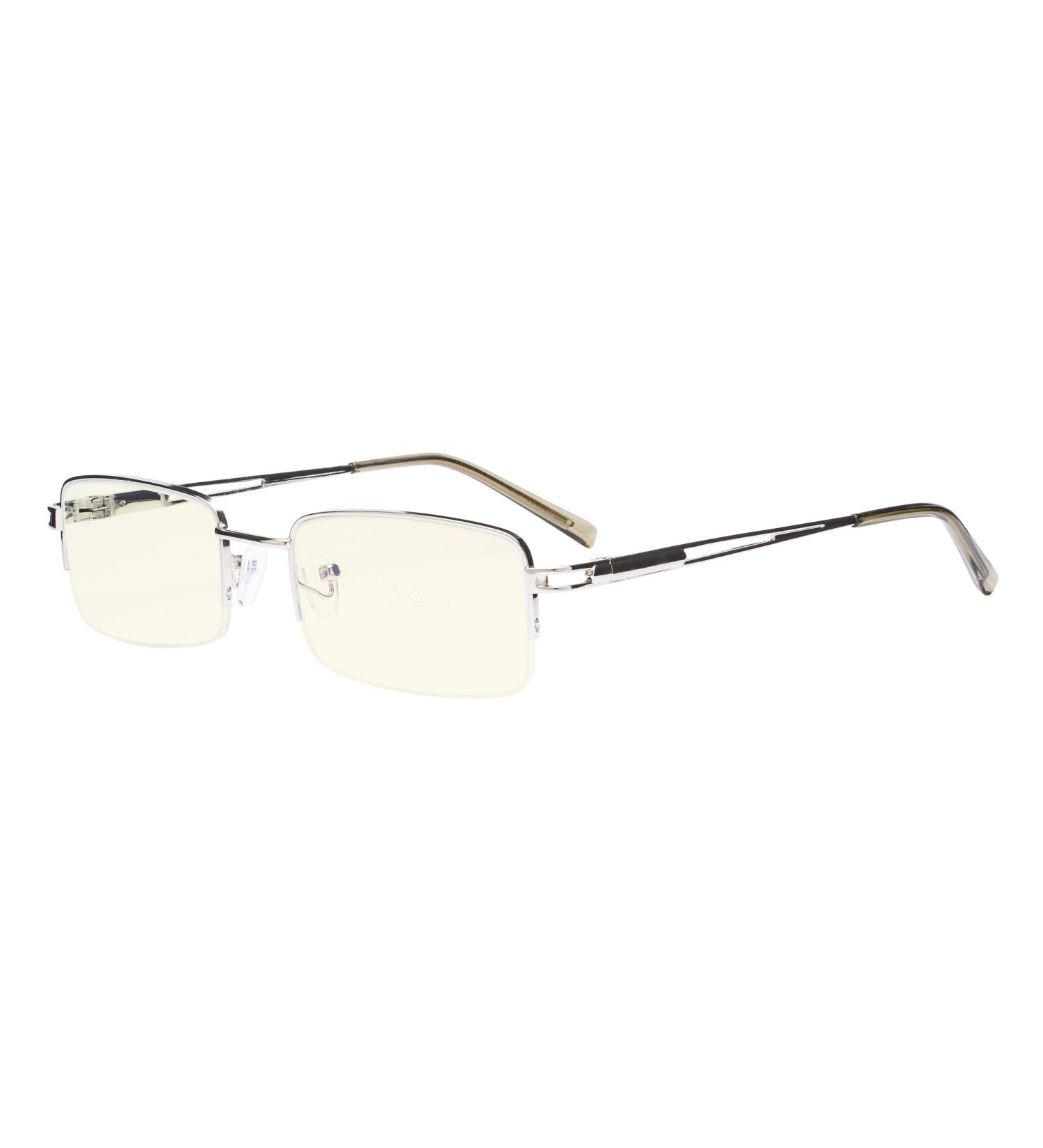 Eyekepper Blue Light Filter Glasses - UV Protection Half Rim for Women & Men - Stylish Silver Eyewear for Screen Use - Buy Online on GoSupps.com